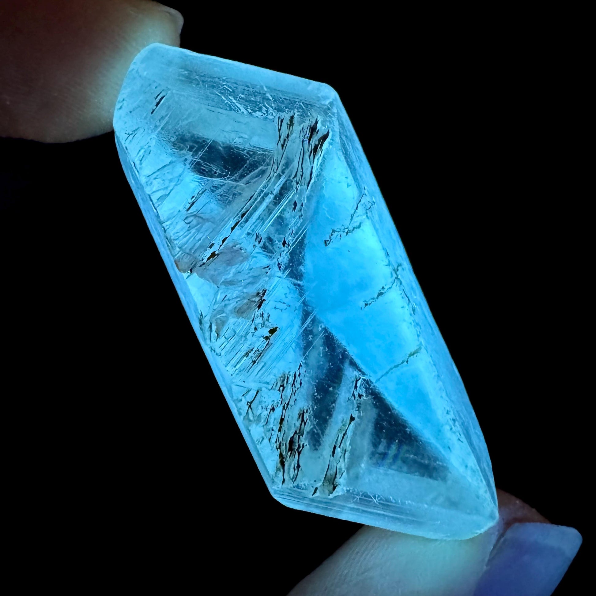 Hourglass Selenite | Phosphorescent UV Reactive Gypsum Crystal from Canada