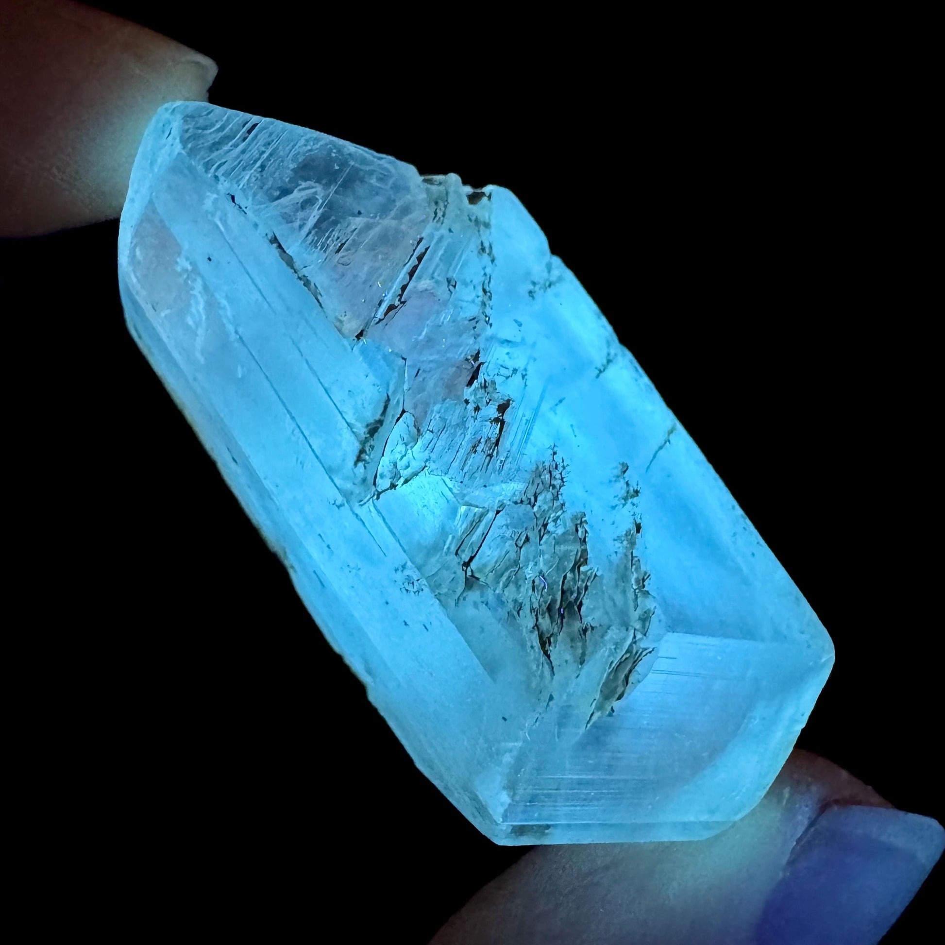 Hourglass Selenite | Phosphorescent UV Reactive Gypsum Crystal from Canada