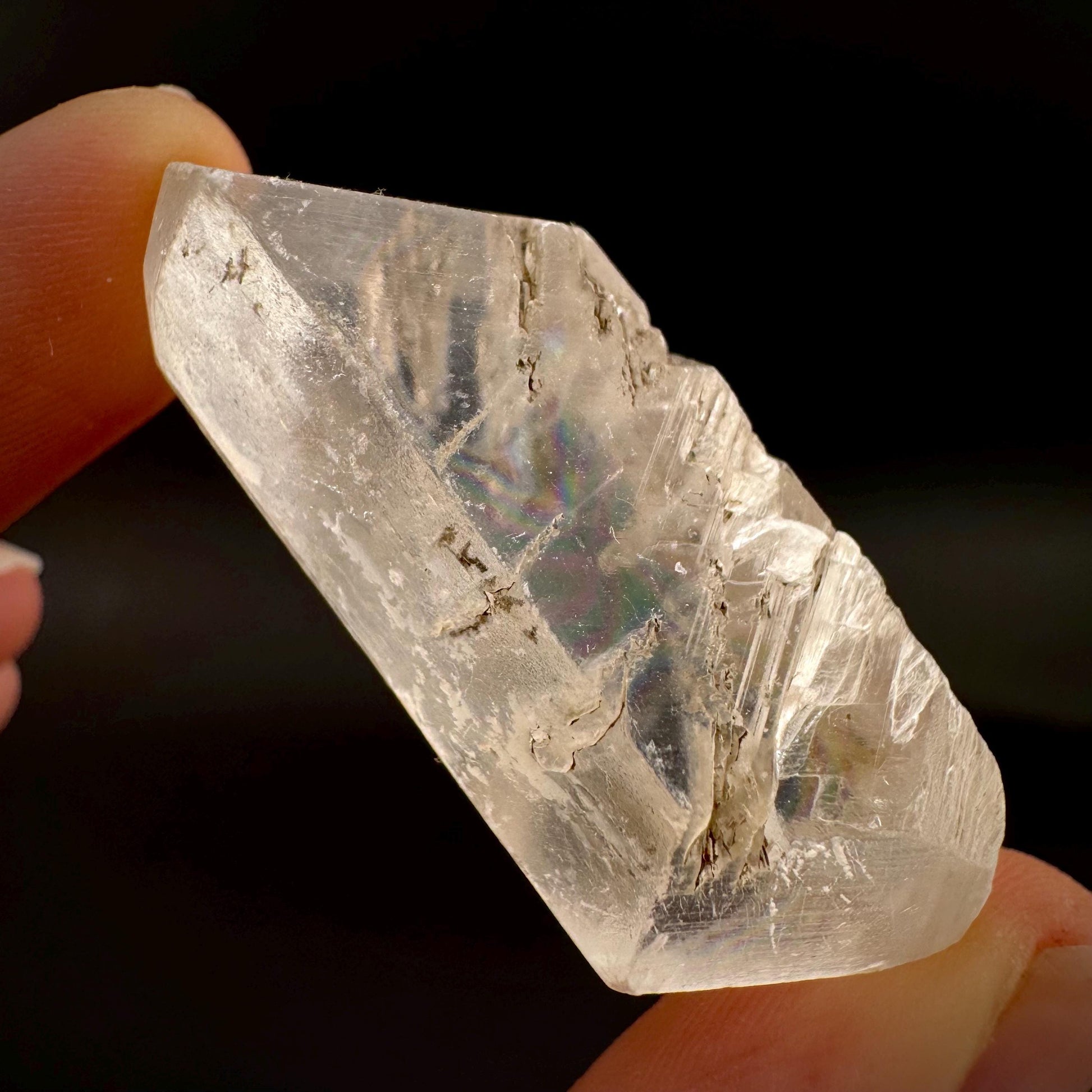 Hourglass Selenite | Phosphorescent UV Reactive Gypsum Crystal from Canada