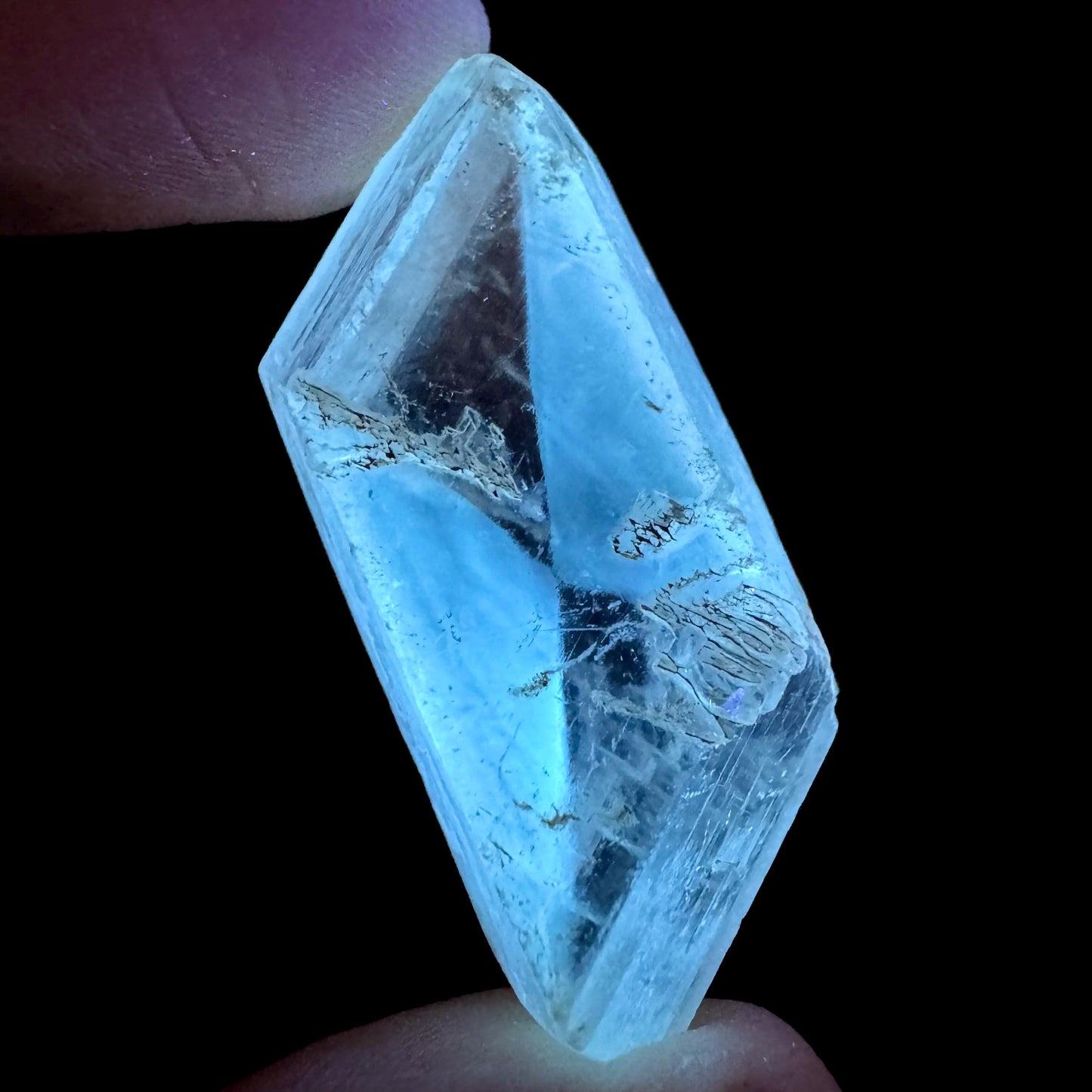 Hourglass Selenite | Phosphorescent UV Reactive Gypsum Crystal from Canada