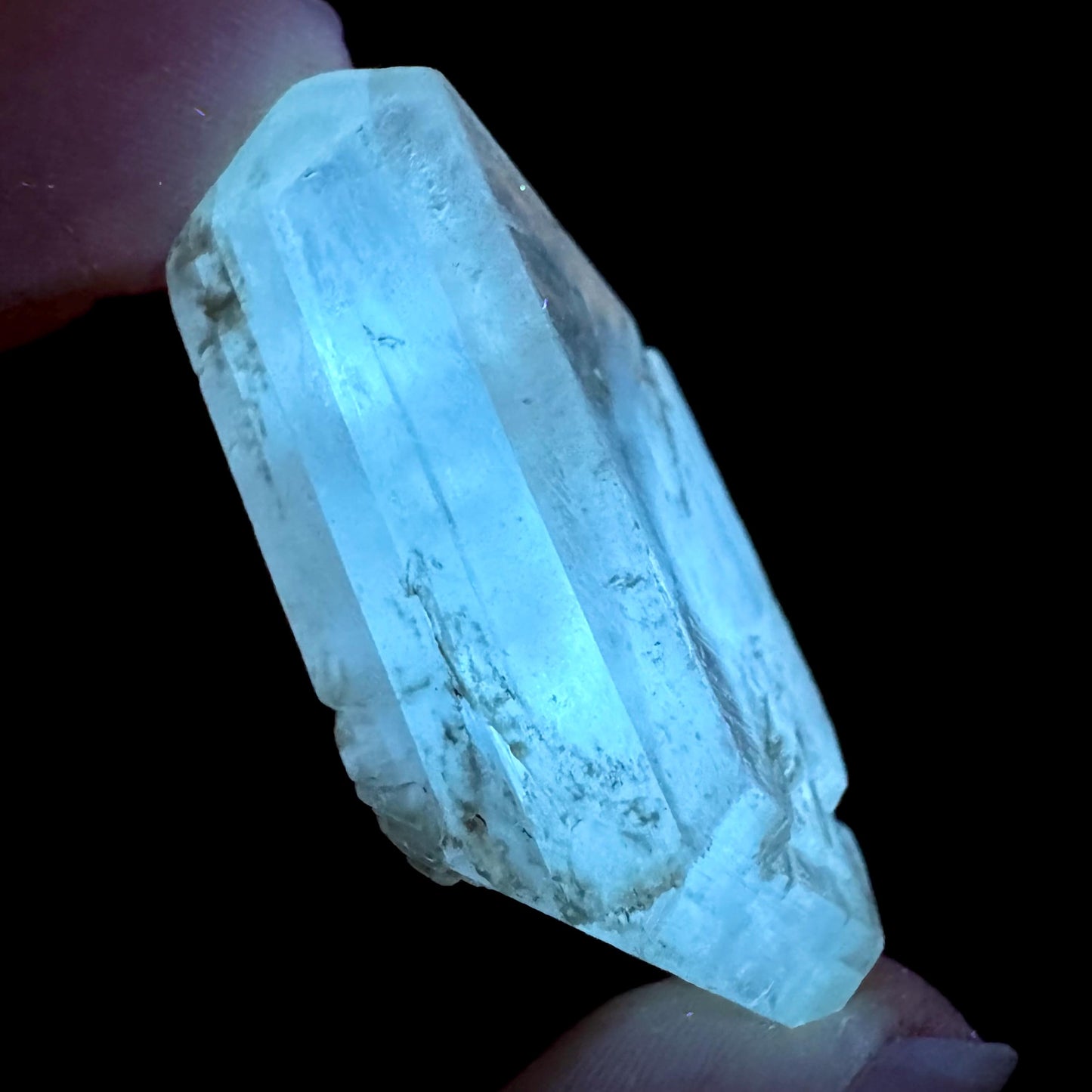 Hourglass Selenite | Phosphorescent UV Reactive Gypsum Crystal from Canada