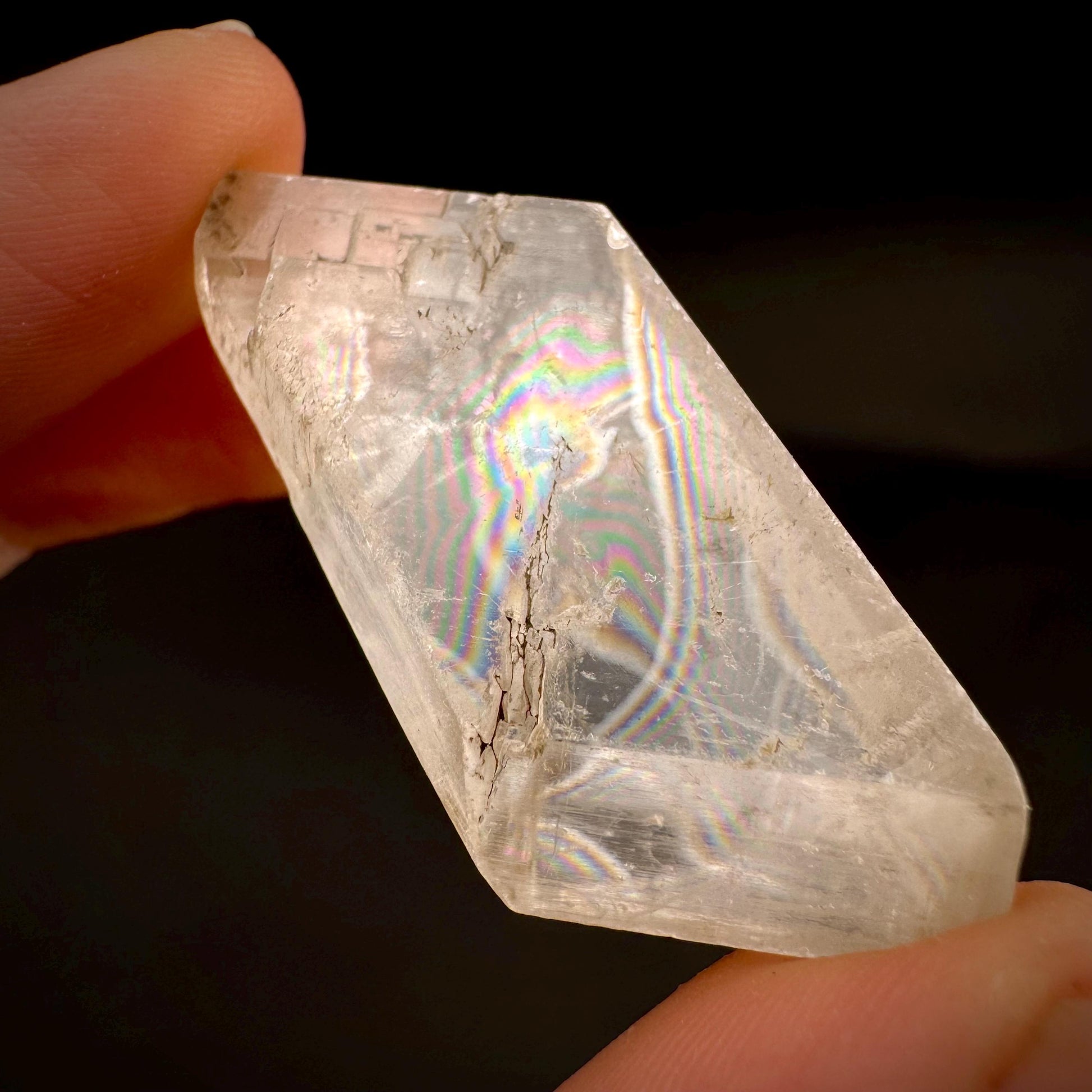 Hourglass Selenite | Phosphorescent UV Reactive Gypsum Crystal from Canada