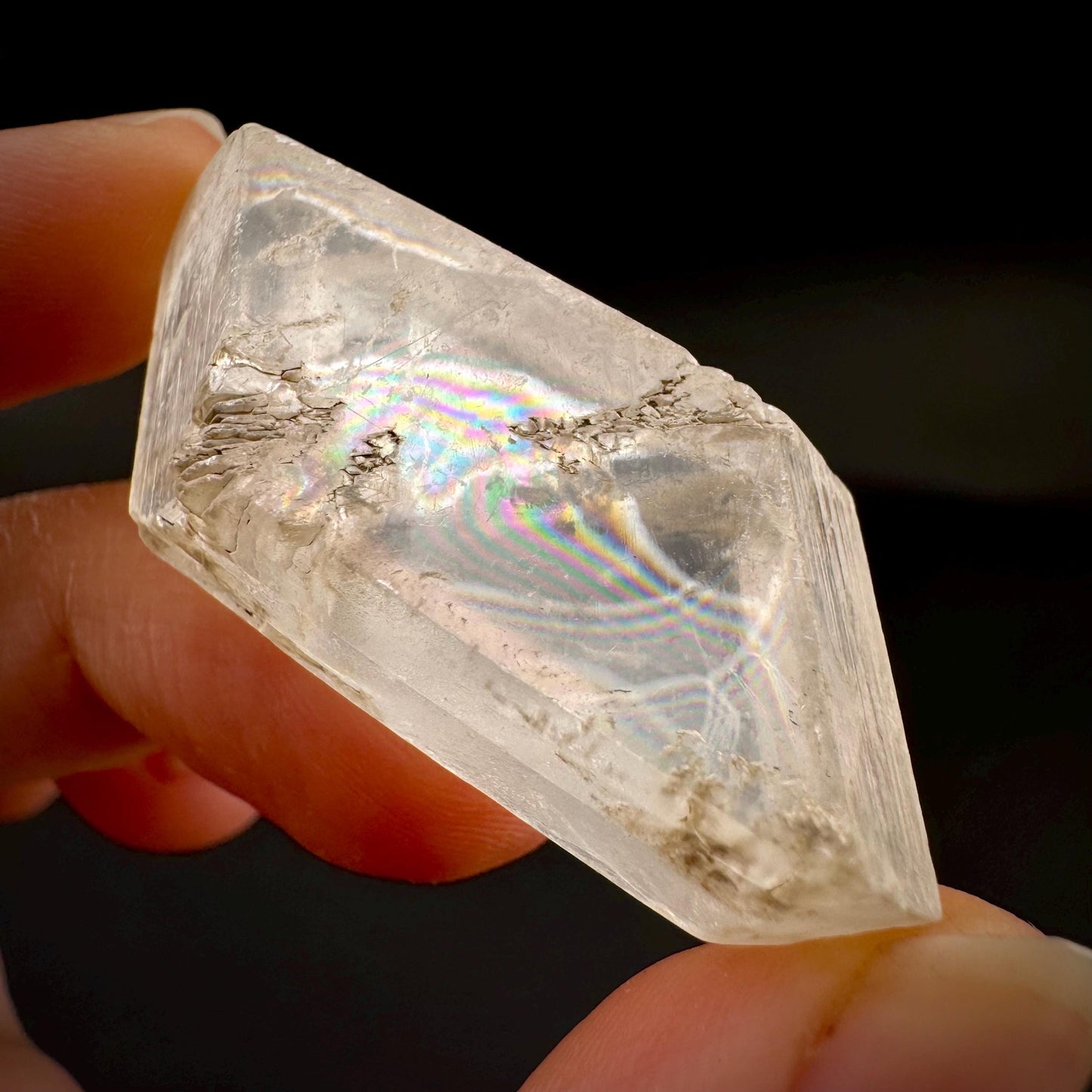 Hourglass Selenite | Phosphorescent UV Reactive Gypsum Crystal from Canada