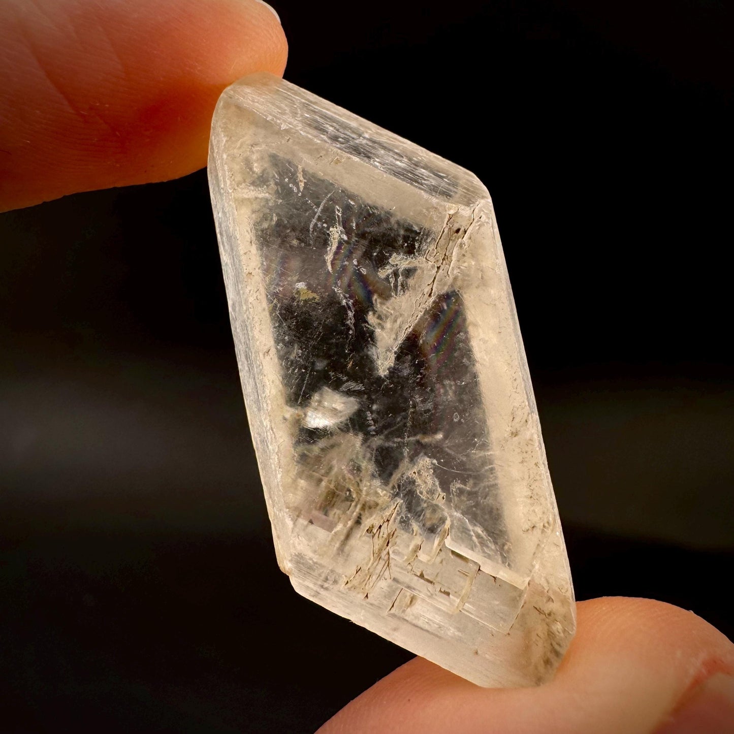 Hourglass Selenite | Phosphorescent UV Reactive Gypsum Crystal from Canada