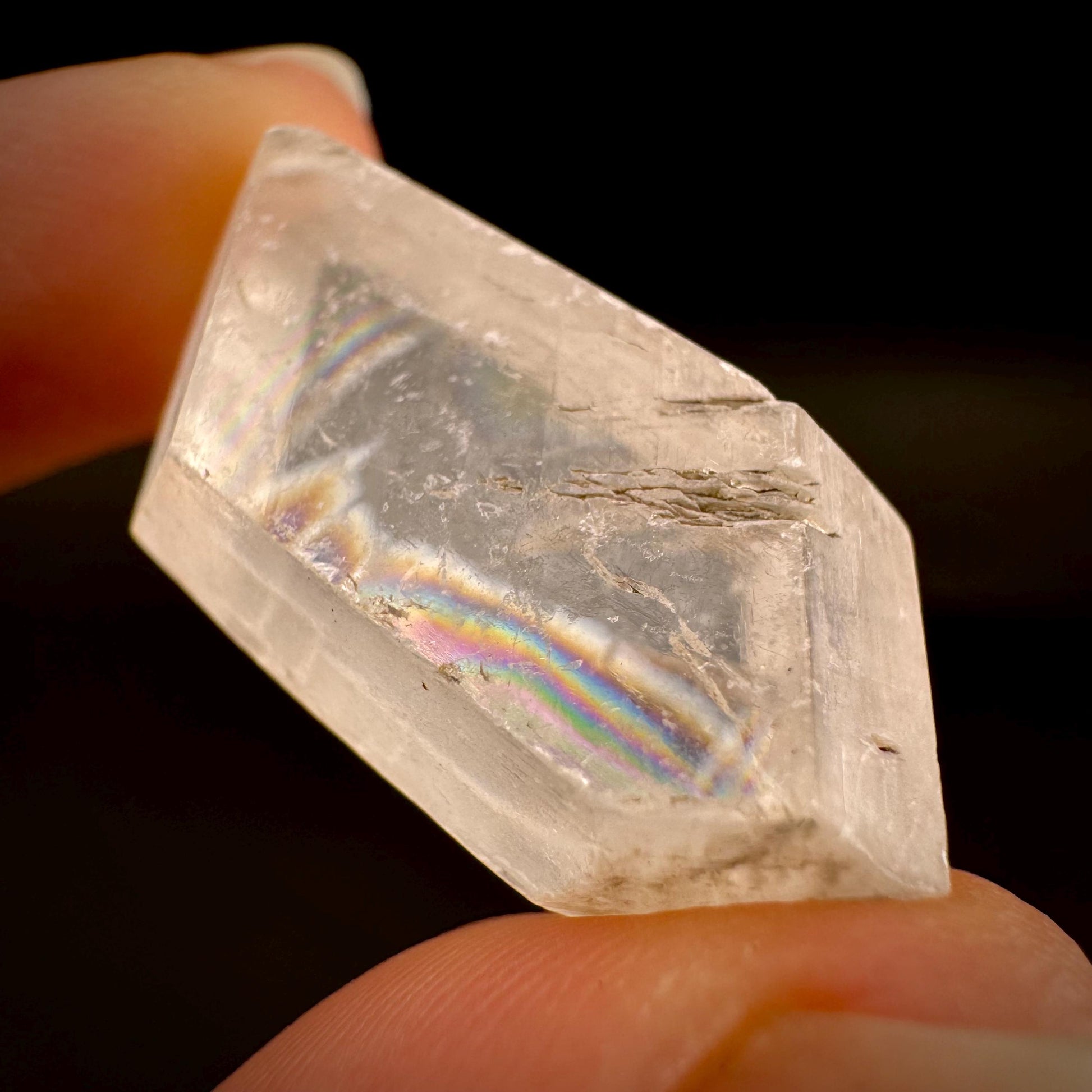 Hourglass Selenite | Phosphorescent UV Reactive Gypsum Crystal from Canada