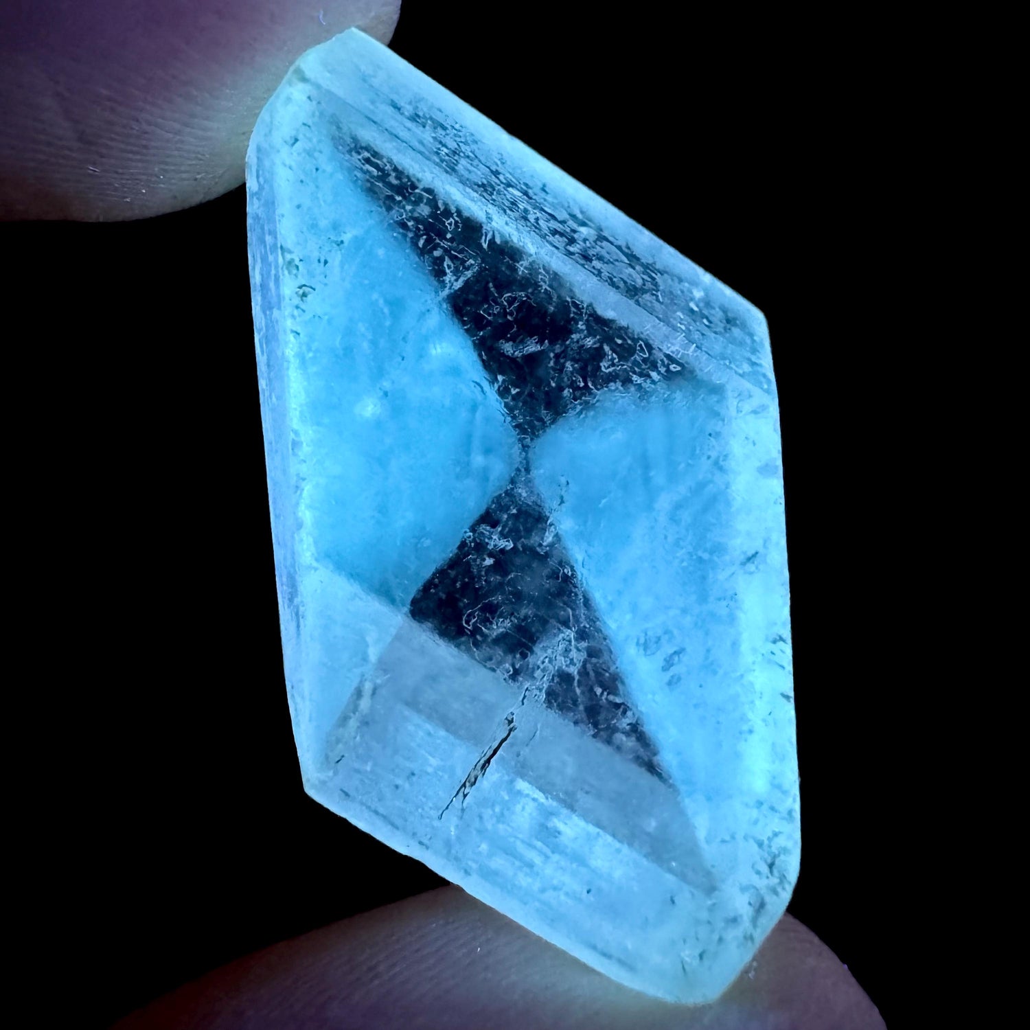 Hourglass Selenite | Phosphorescent UV Reactive Gypsum Crystal from Canada