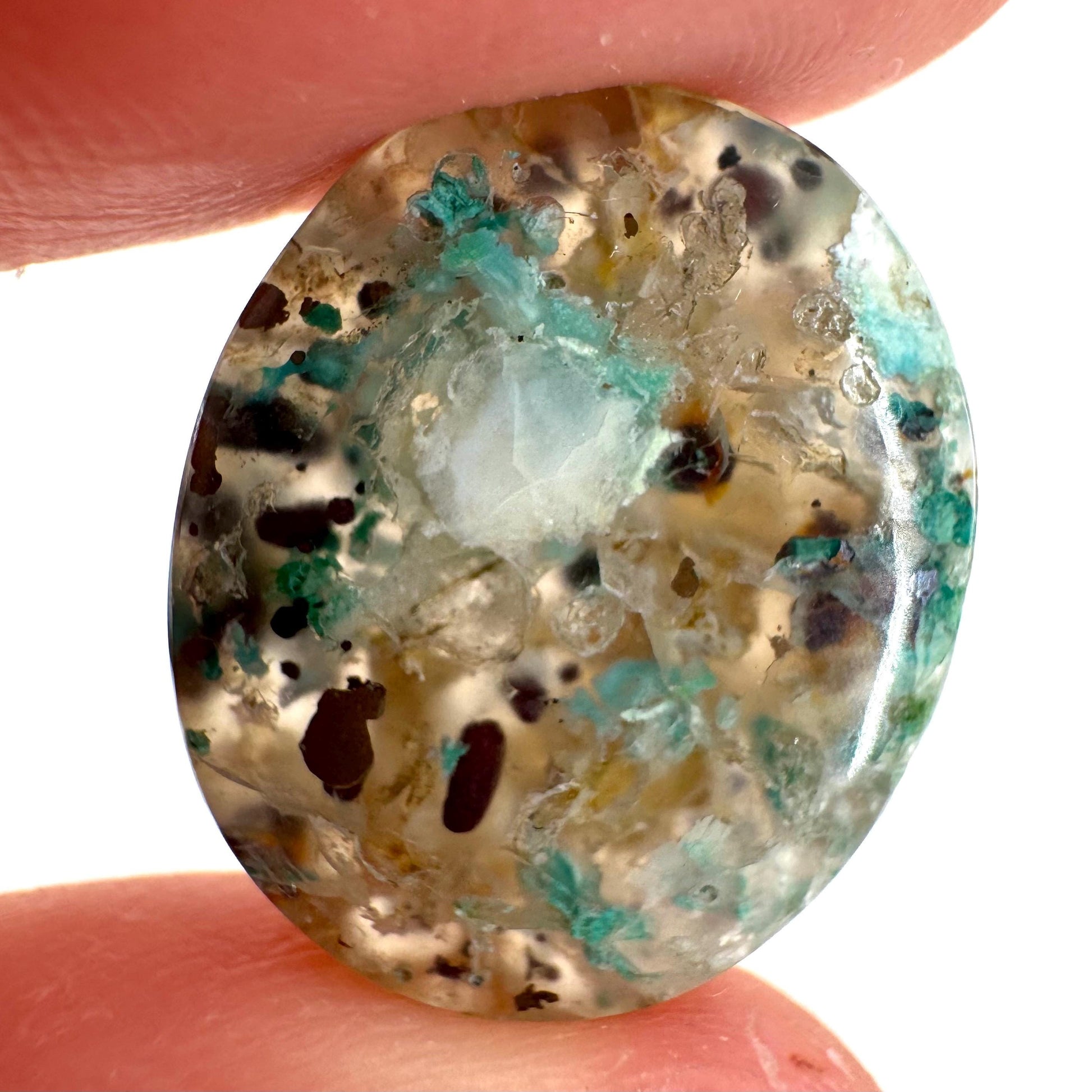 Confetti Agate Cabochon | Chrysocolla and Copper Gemstone