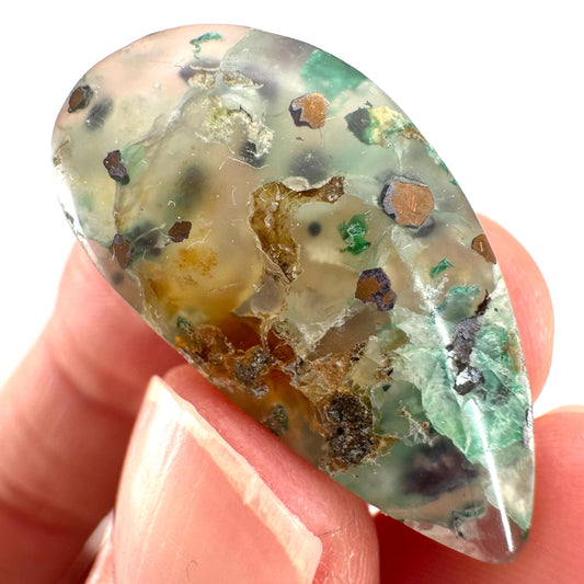Confetti Agate Cabochon | Chrysocolla and Copper Gemstone