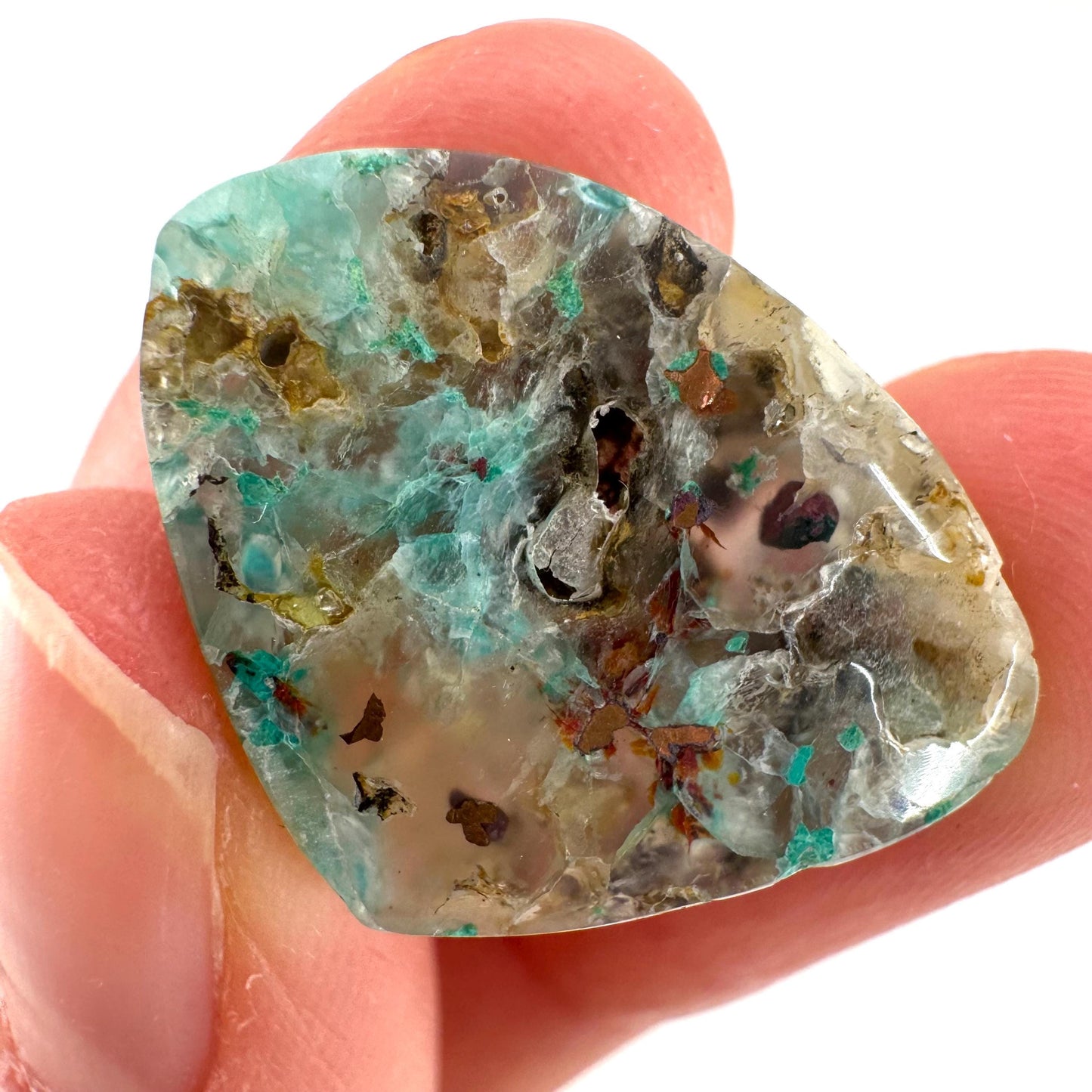 Confetti Agate Cabochon | Chrysocolla and Copper Gemstone