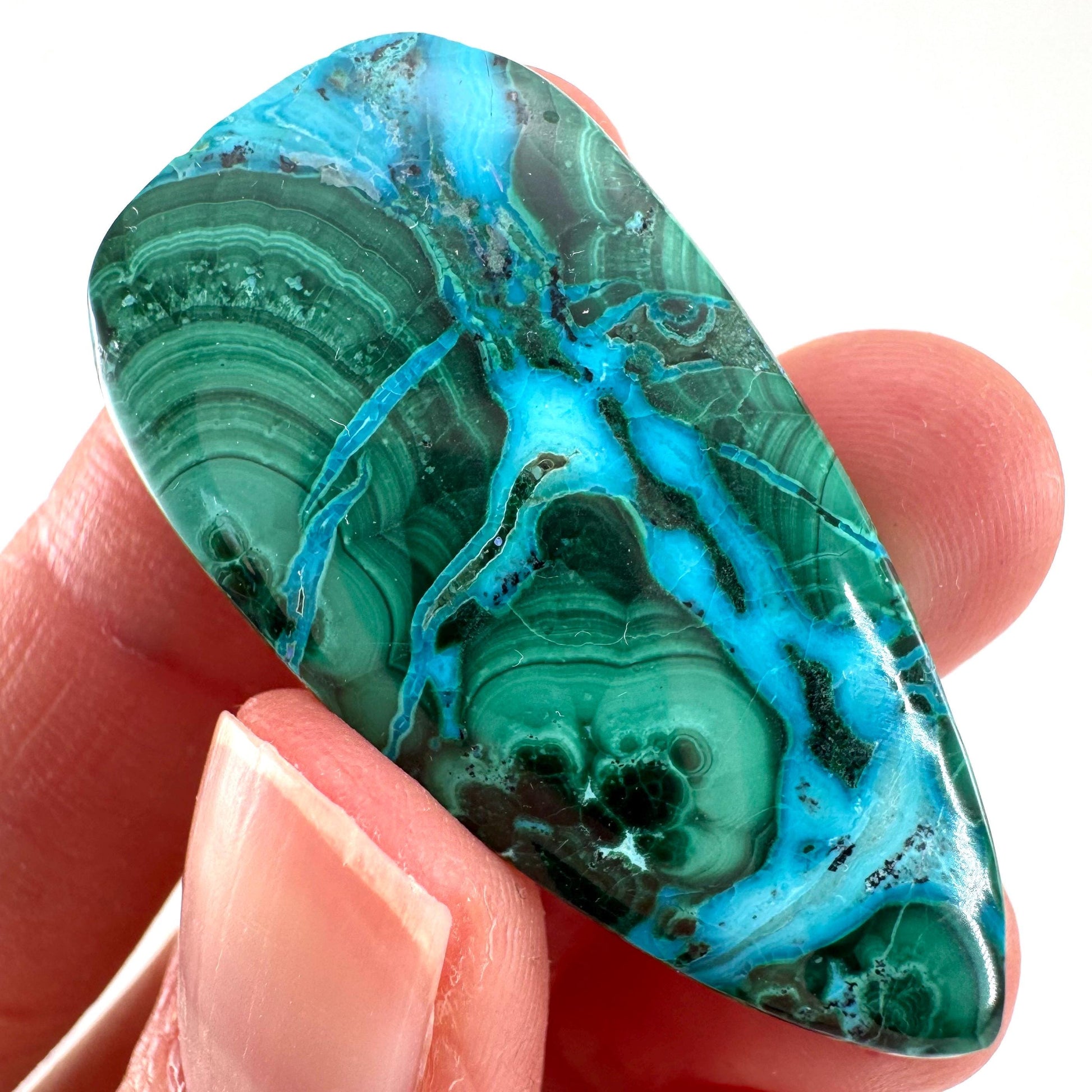 Malachite Chrysocolla Cabochon | Green and Blue Malacolla Gemstone