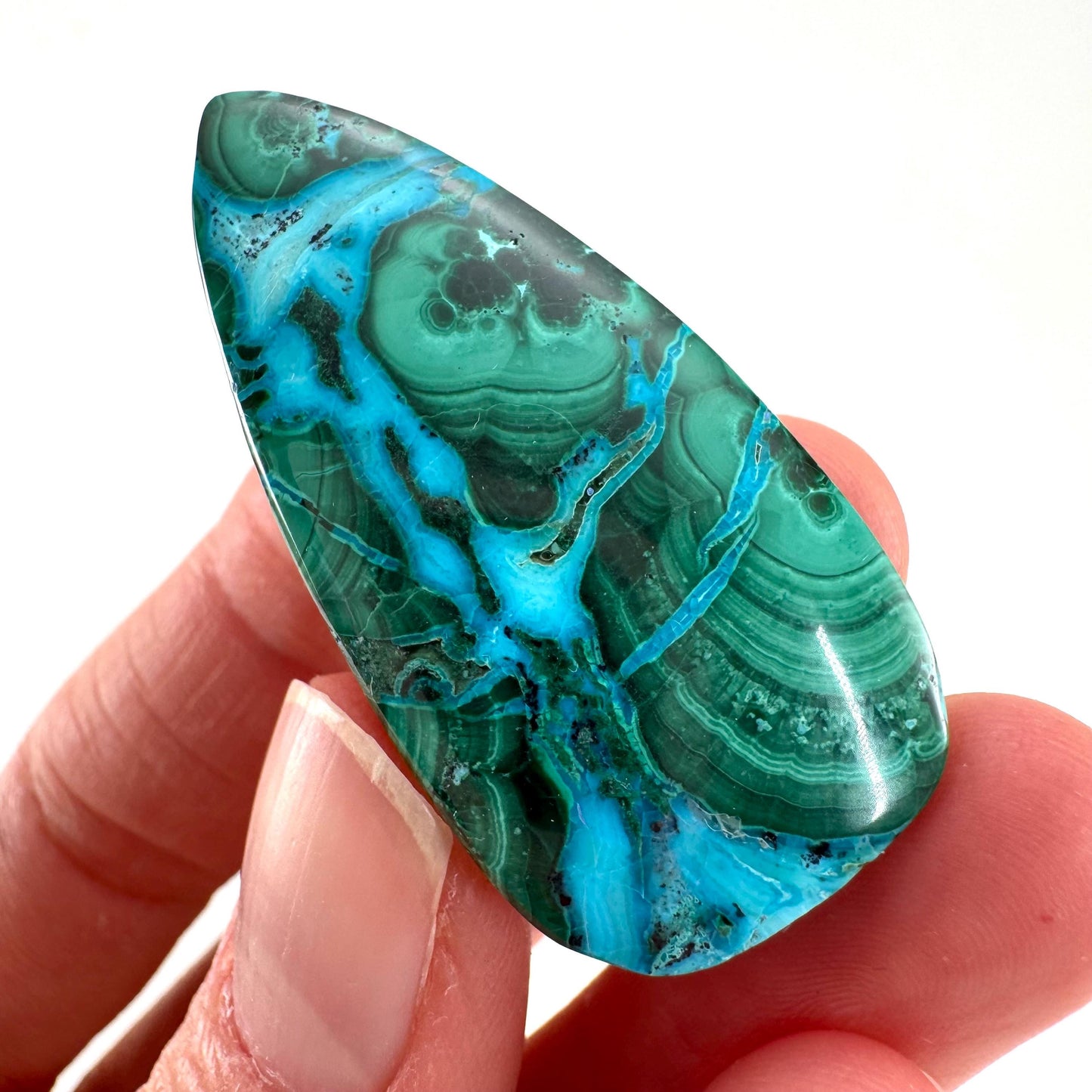 Malachite Chrysocolla Cabochon | Green and Blue Malacolla Gemstone