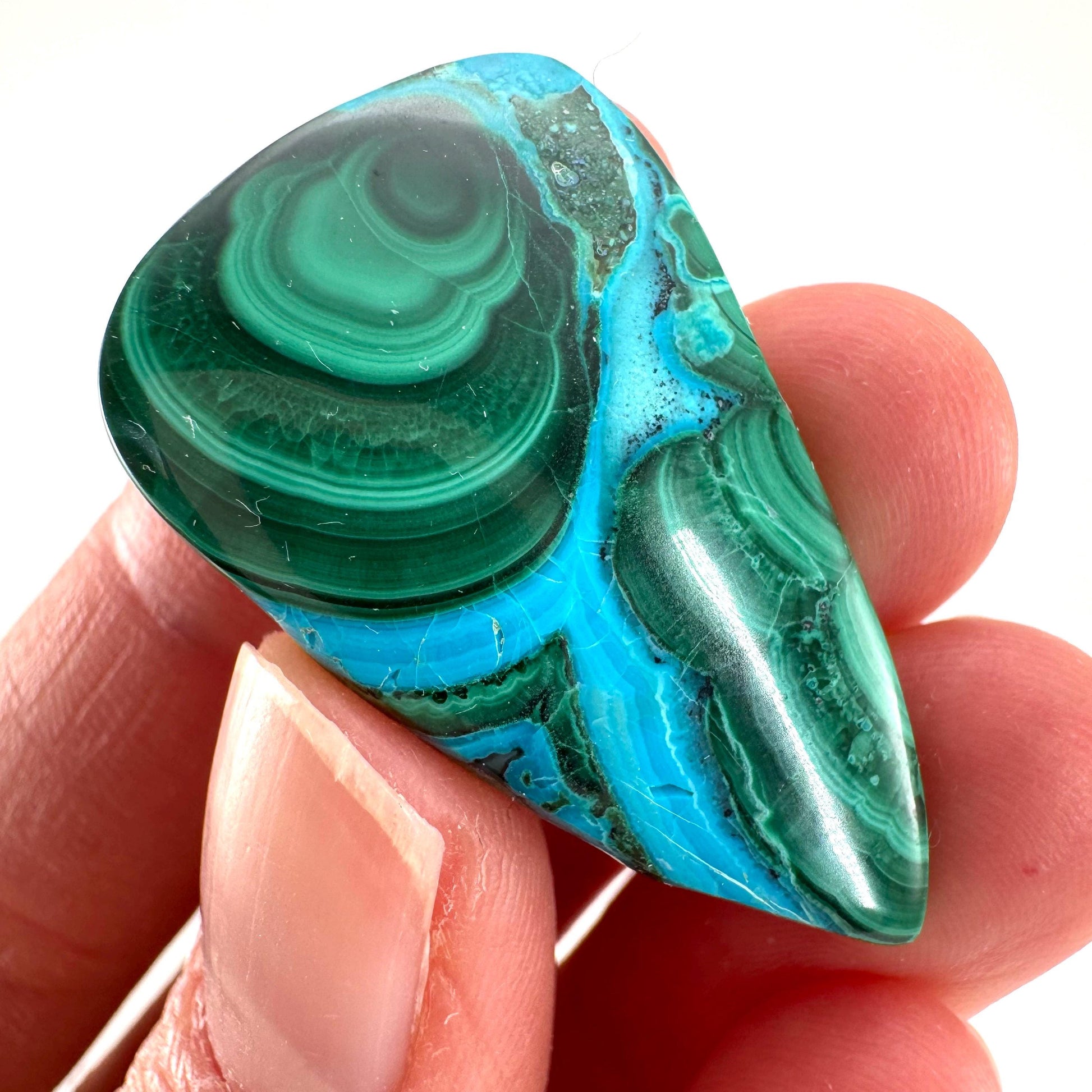 Malachite Chrysocolla Cabochon | Green and Blue Malacolla Gemstone