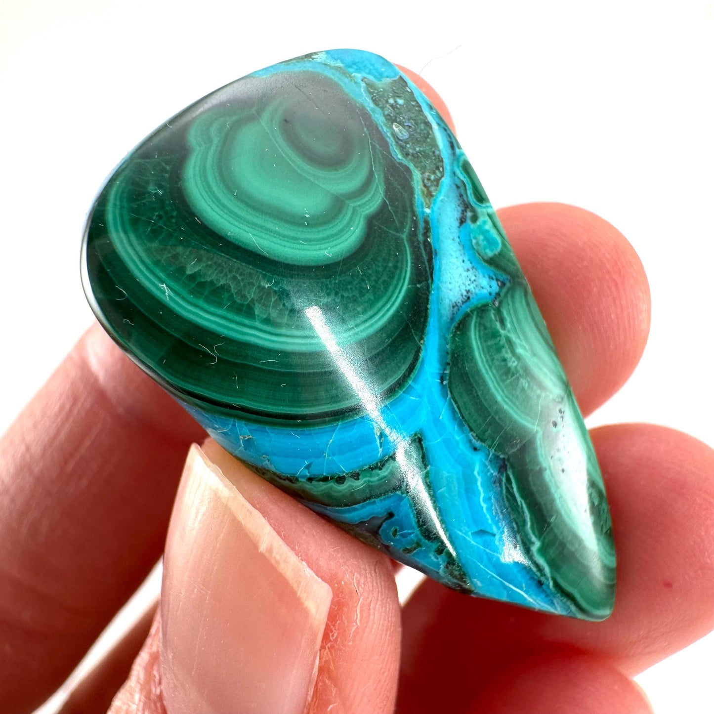 Malachite Chrysocolla Cabochon | Green and Blue Malacolla Gemstone