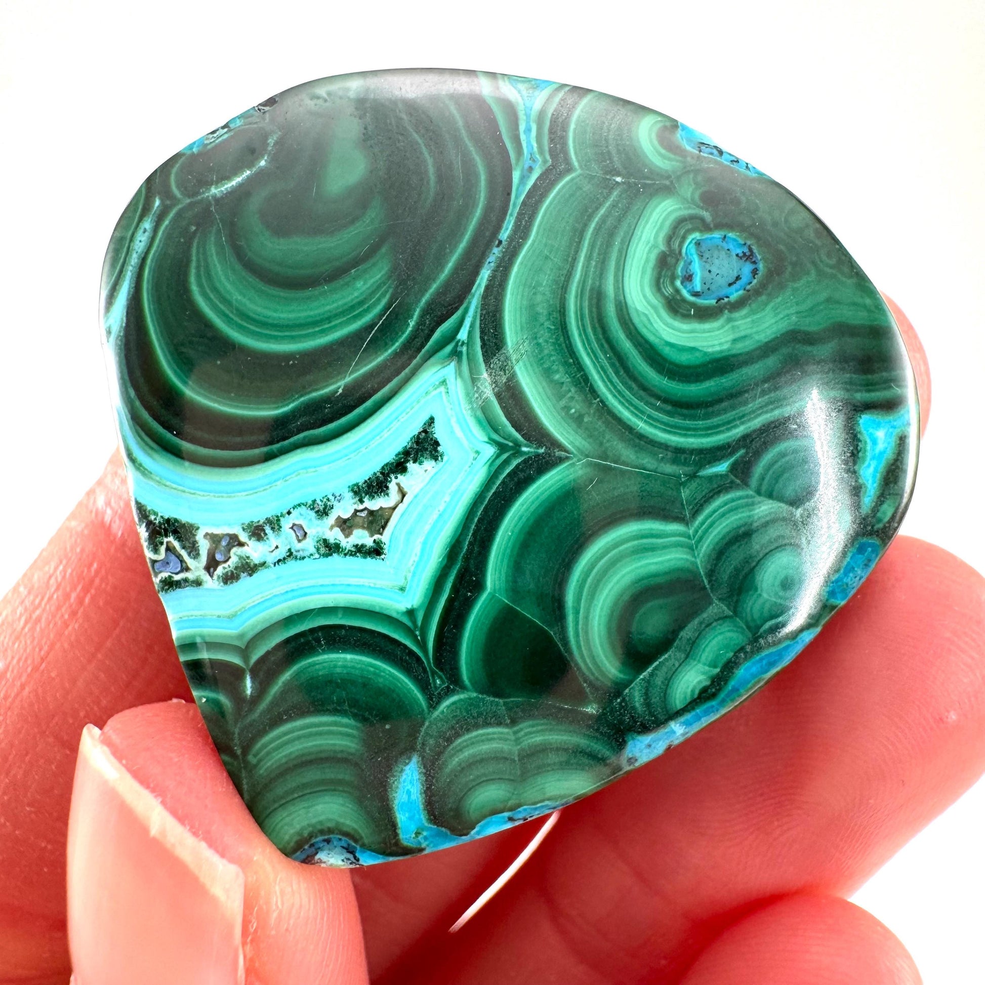 Malachite Chrysocolla Cabochon | Green and Blue Malacolla Gemstone