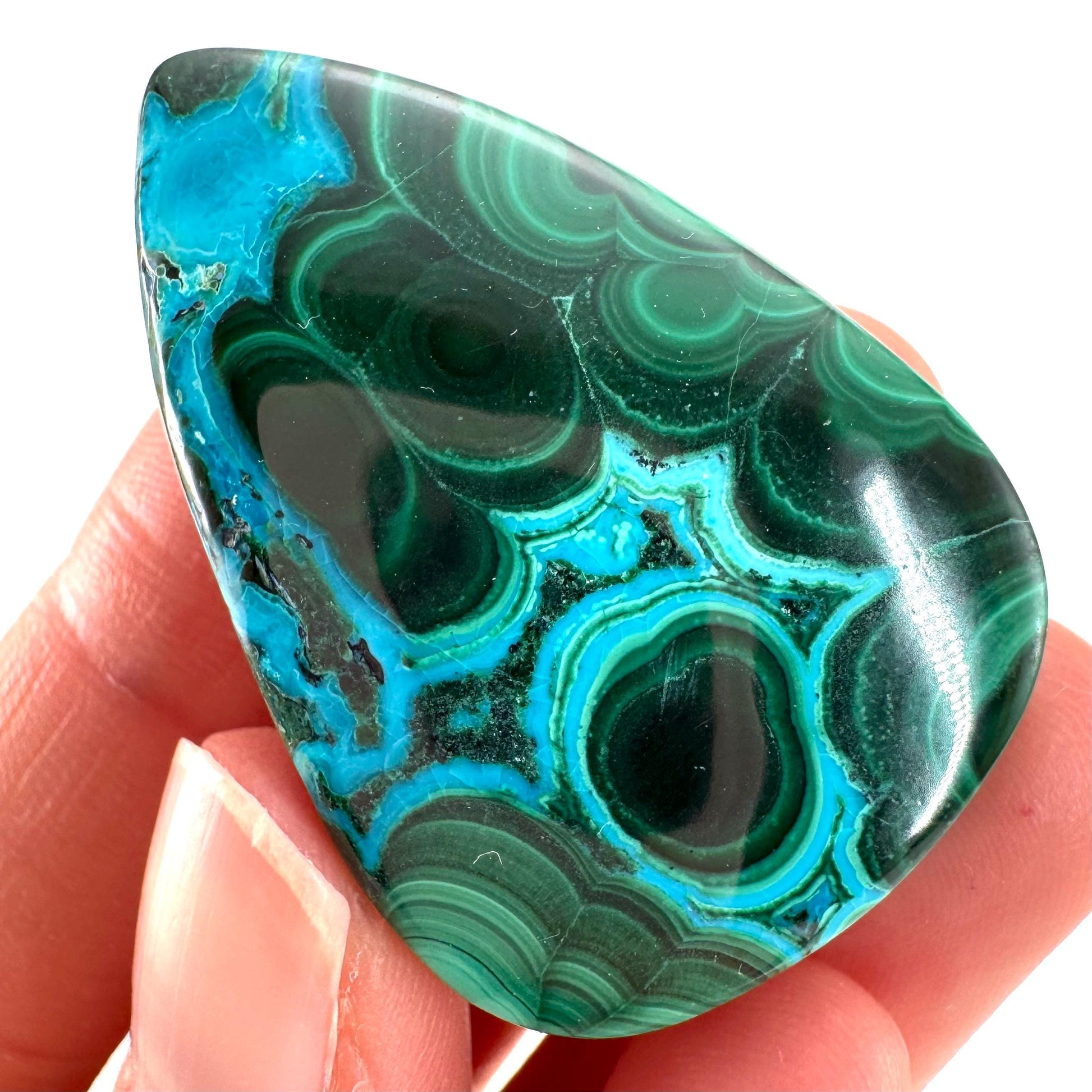 Malachite Chrysocolla Cabochon | Green and Blue Malacolla Gemstone