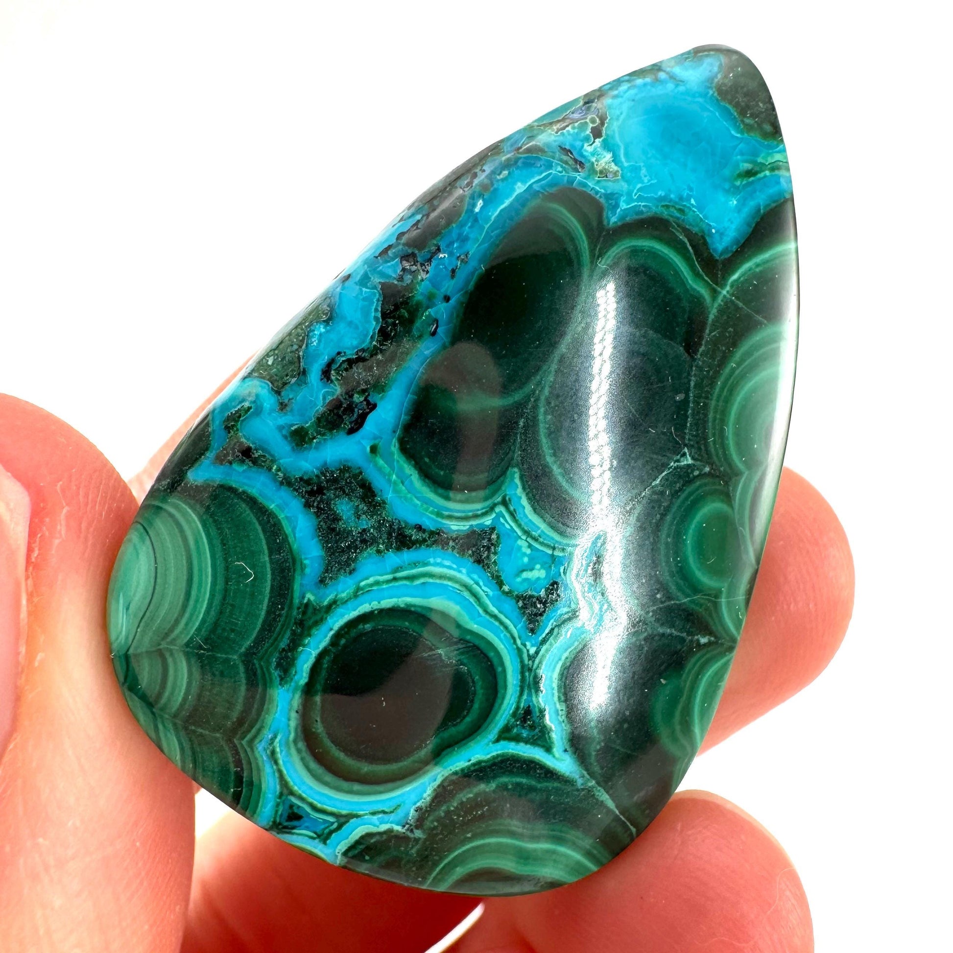 Malachite Chrysocolla Cabochon | Green and Blue Malacolla Gemstone