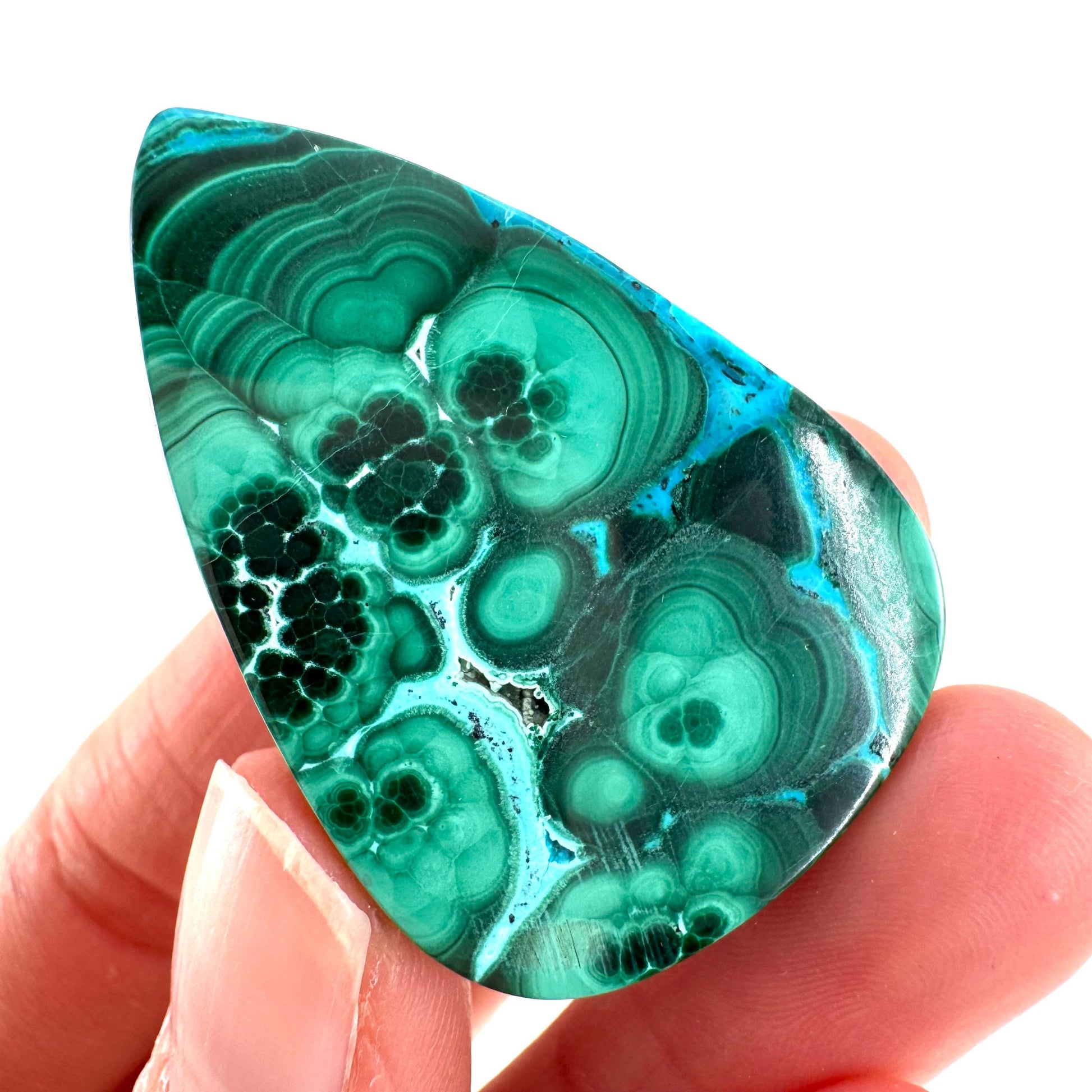 Malachite Chrysocolla Cabochon | Green and Blue Malacolla Gemstone