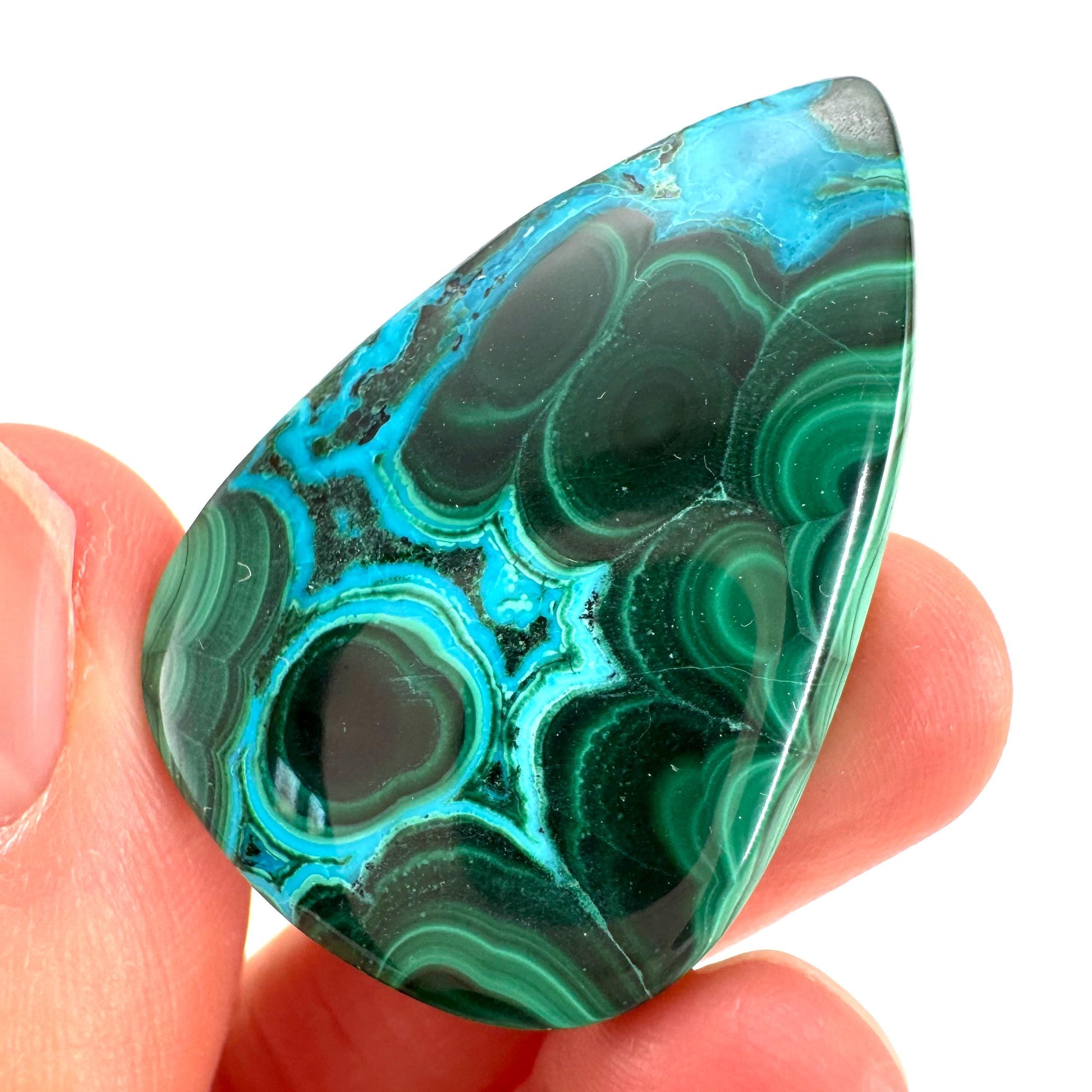 Malachite Chrysocolla Cabochon | Green and Blue Malacolla Gemstone