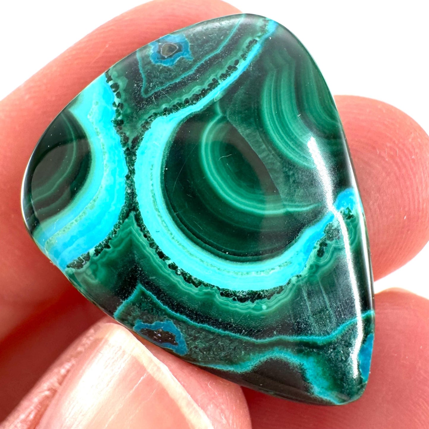 Malachite Chrysocolla Cabochon | Green and Blue Malacolla Gemstone