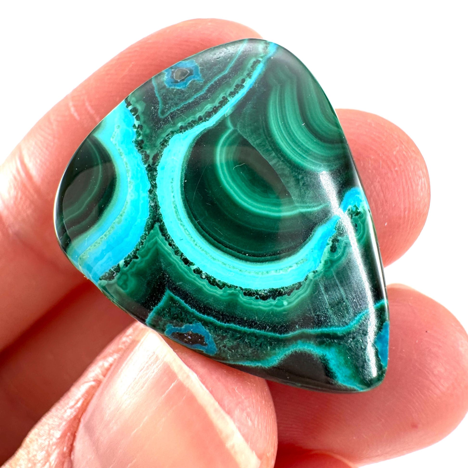 Malachite Chrysocolla Cabochon | Green and Blue Malacolla Gemstone
