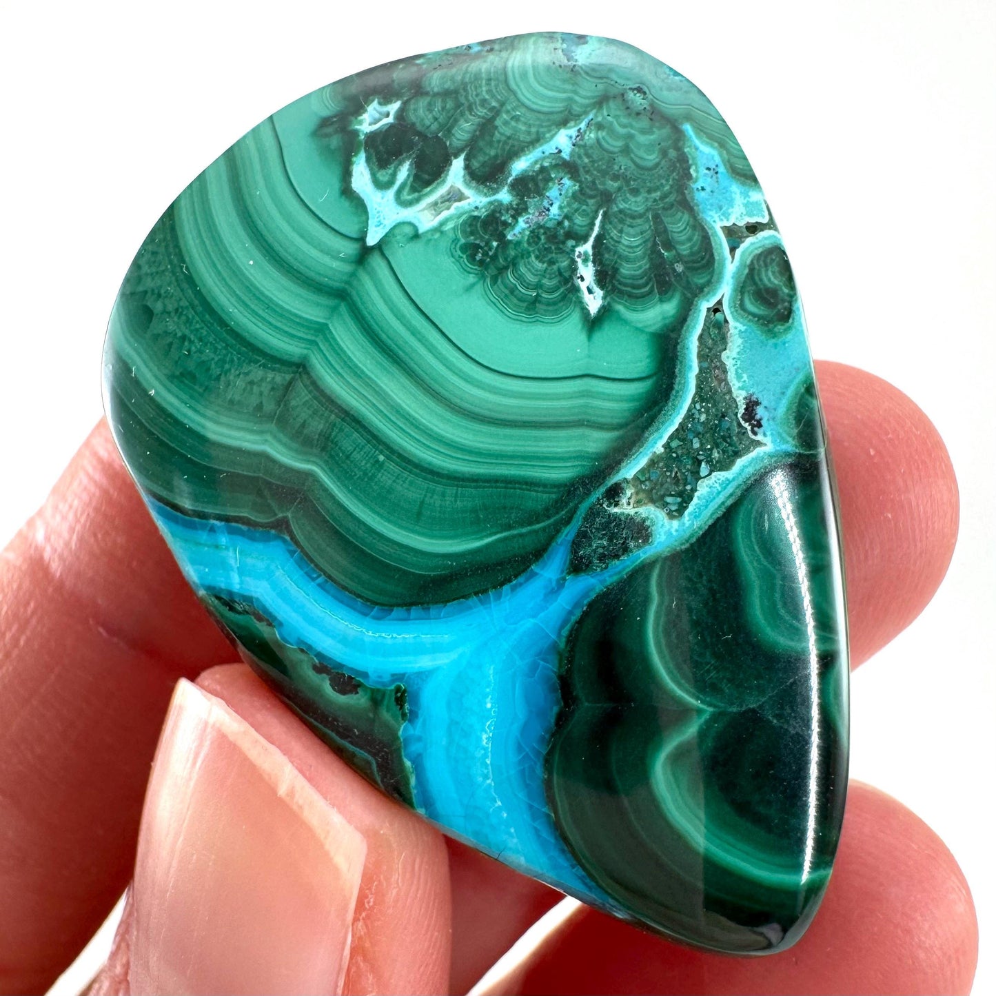 Malachite Chrysocolla Cabochon | Green and Blue Malacolla Gemstone