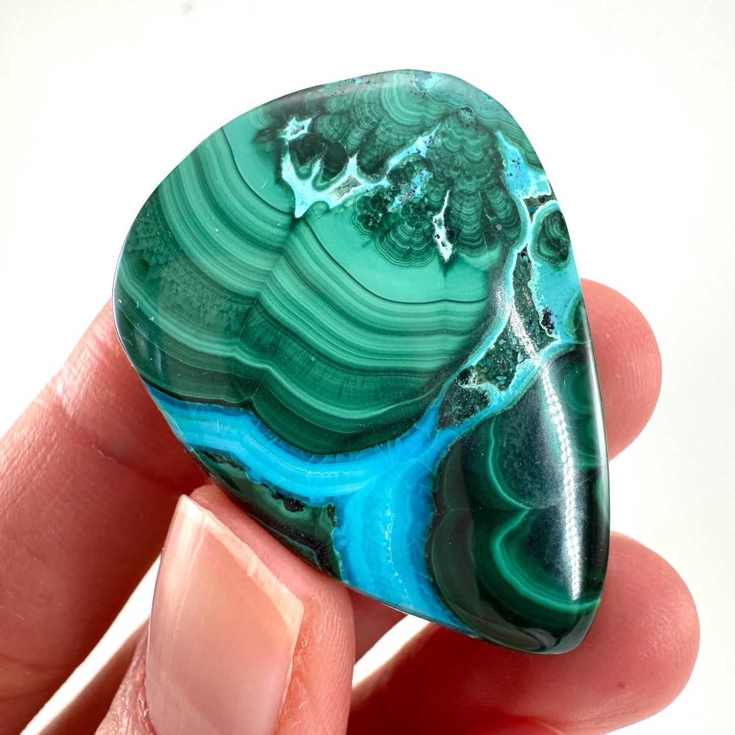 Malachite Chrysocolla Cabochon | Green and Blue Malacolla Gemstone