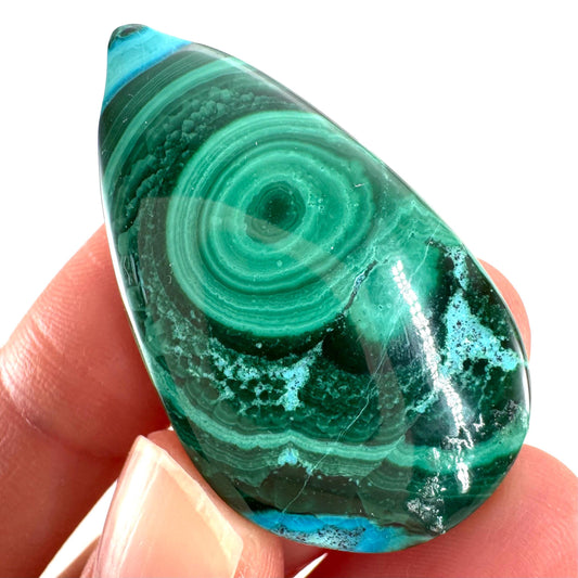 Malachite Chrysocolla Cabochon | Green and Blue Malacolla Gemstone