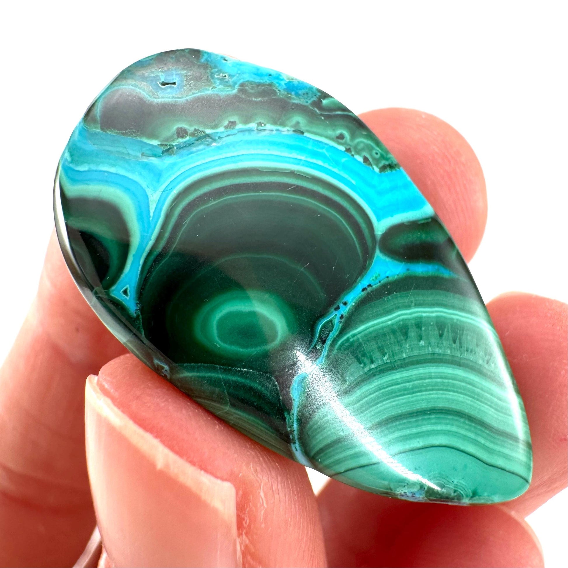 Malachite Chrysocolla Cabochon | Green and Blue Malacolla Gemstone