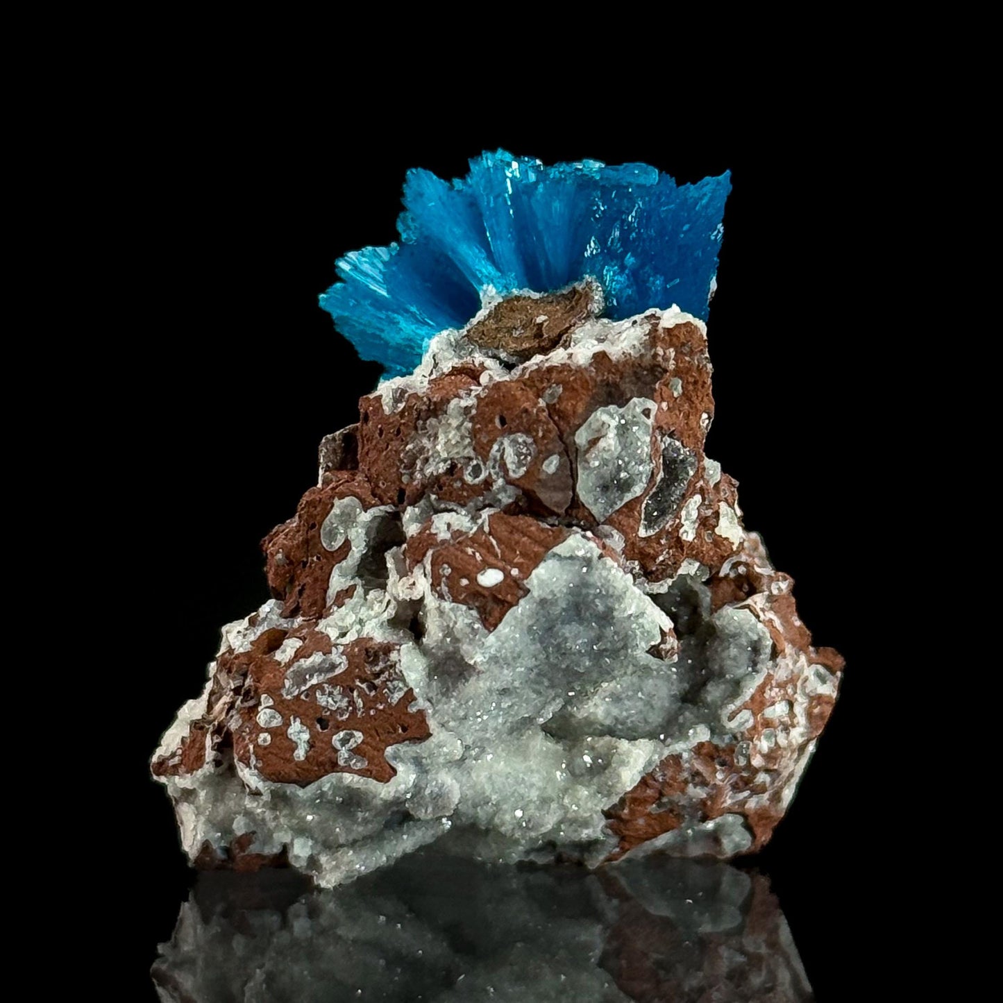 Deep Blue Cavansite on Matrix | crystal cluster, mineral specimen