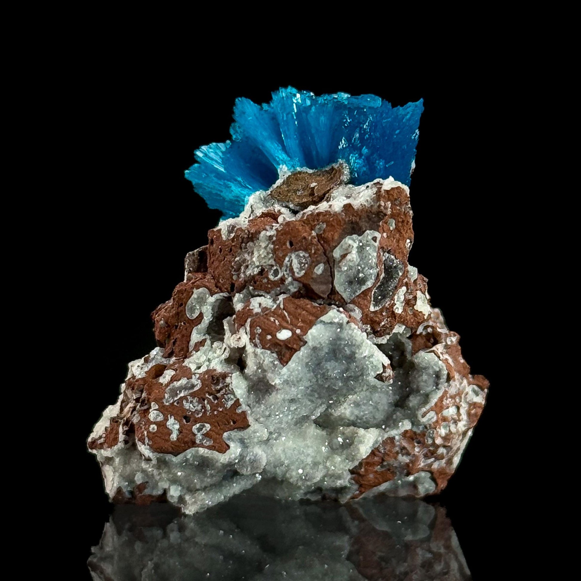 Deep Blue Cavansite on Matrix | crystal cluster, mineral specimen