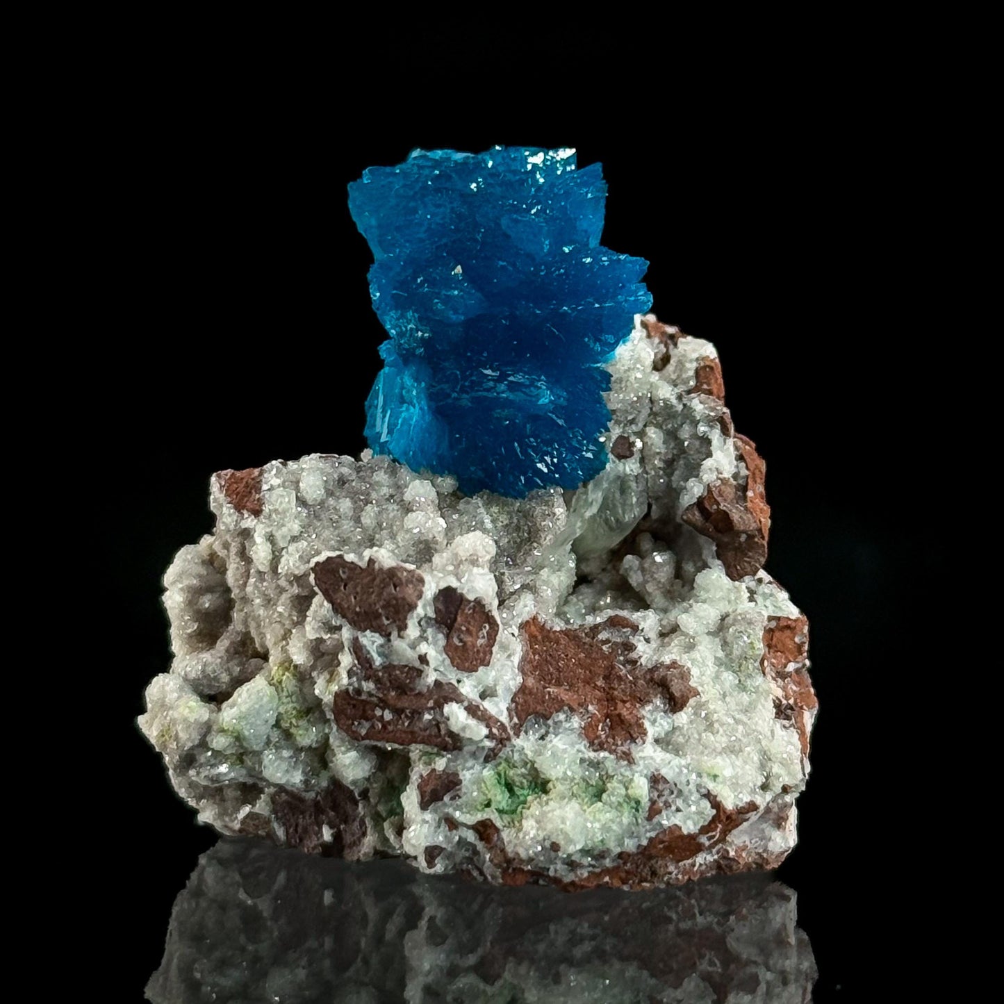 Deep Blue Cavansite on Matrix | crystal cluster, mineral specimen