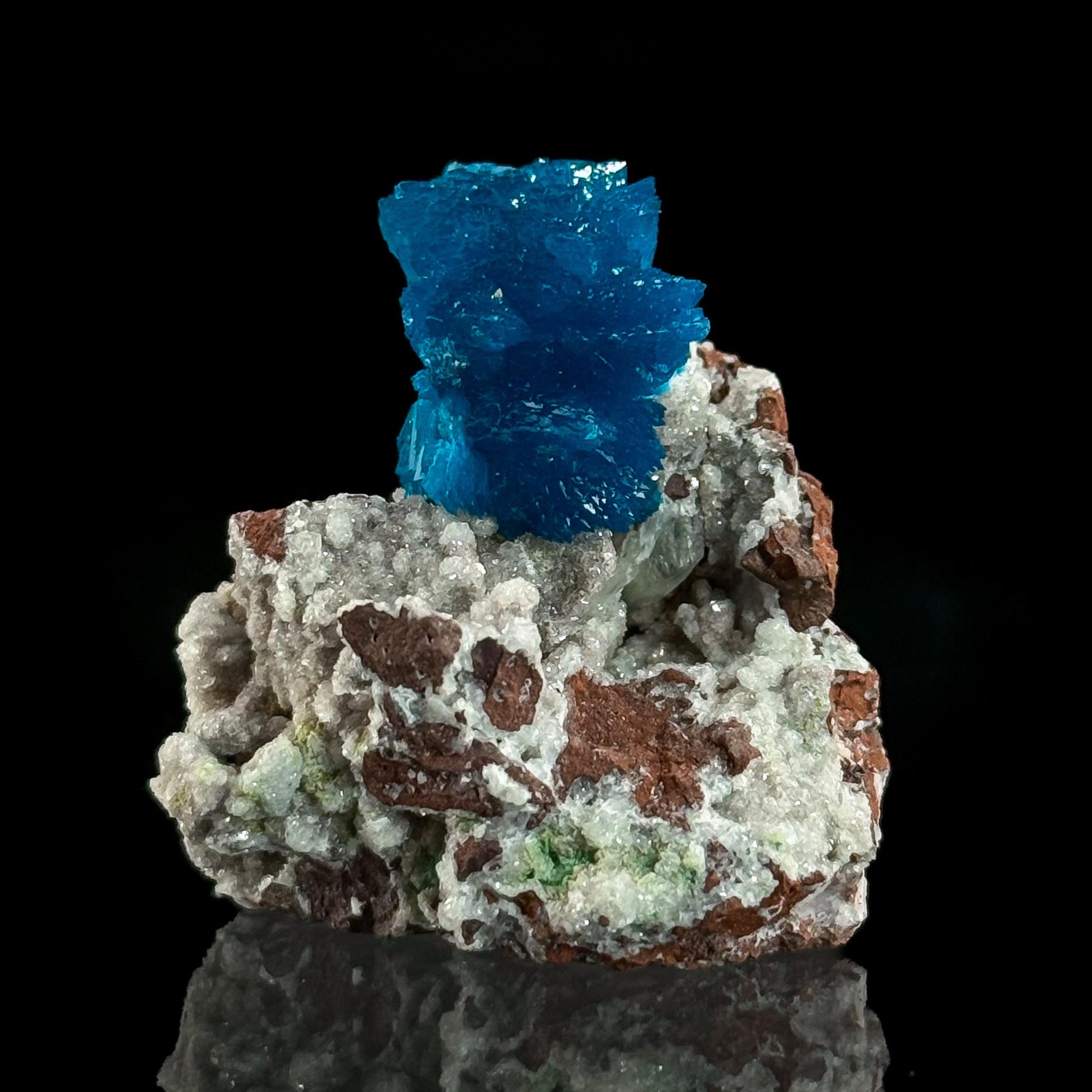 Deep Blue Cavansite on Matrix | crystal cluster, mineral specimen