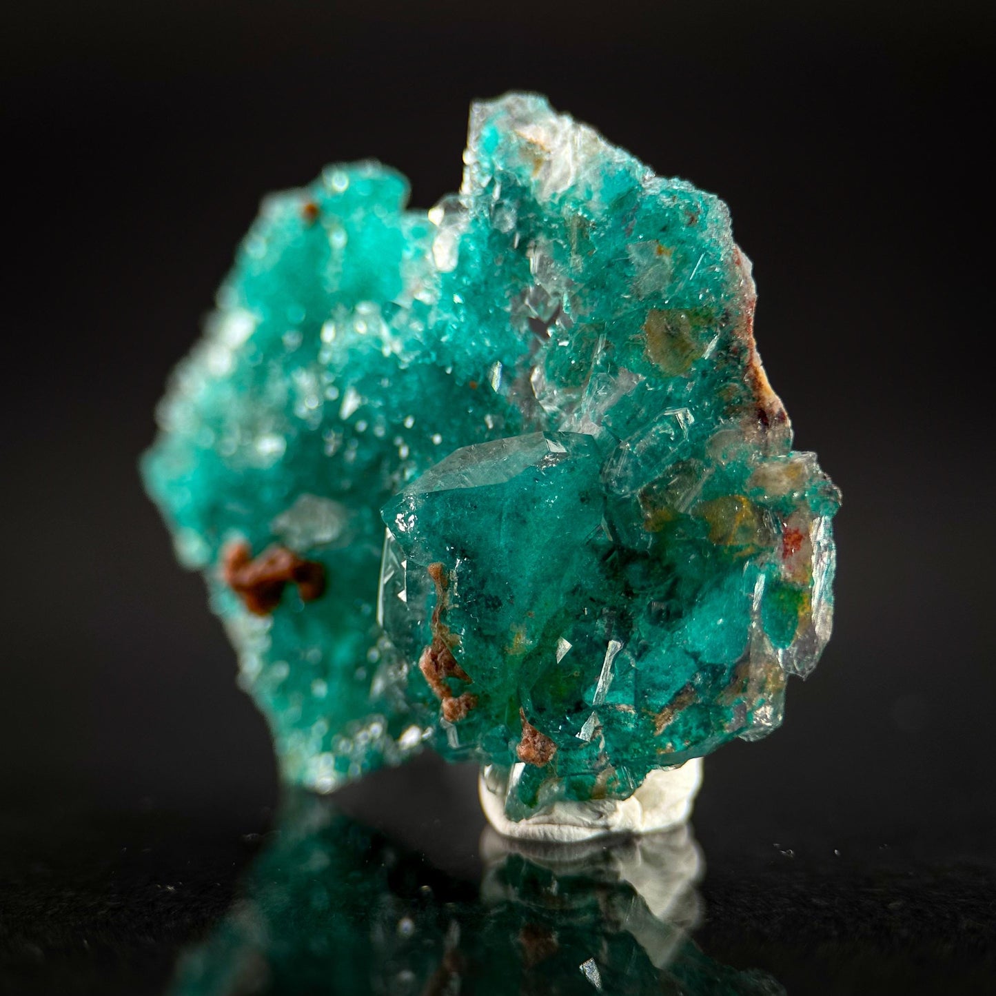 Dioptase in Quartz | green crystal cluster, rare mineral specimen from Namibia