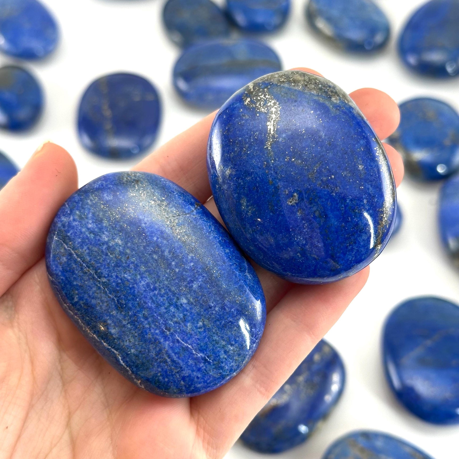 Lapis Lazuli Palm Stone | Polished Blue Crystal Worry Stone (Third Eye Chakra)