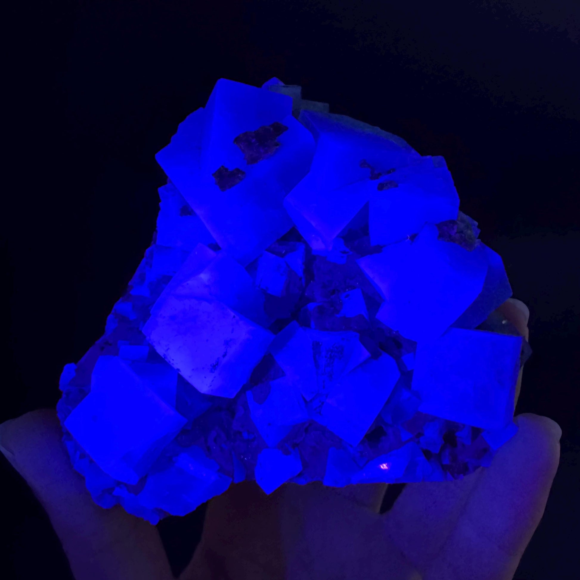 Rogerley Fluorite | green color shifting fluorite crystal cluster, UV reactive mineral specimen