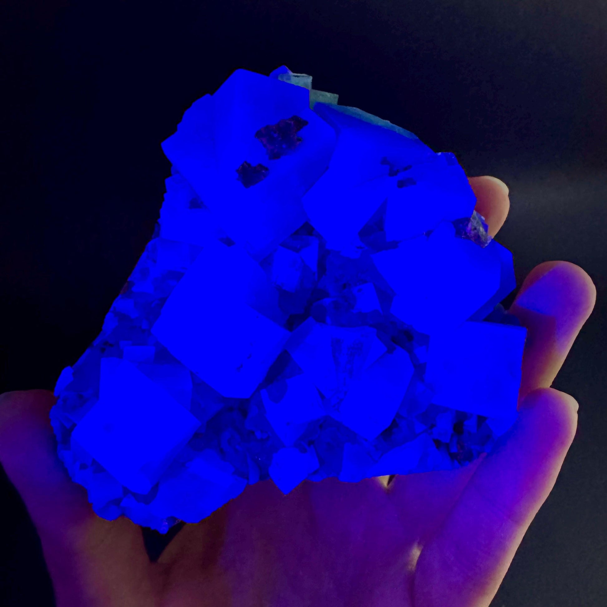 Rogerley Fluorite | green color shifting fluorite crystal cluster, UV reactive mineral specimen