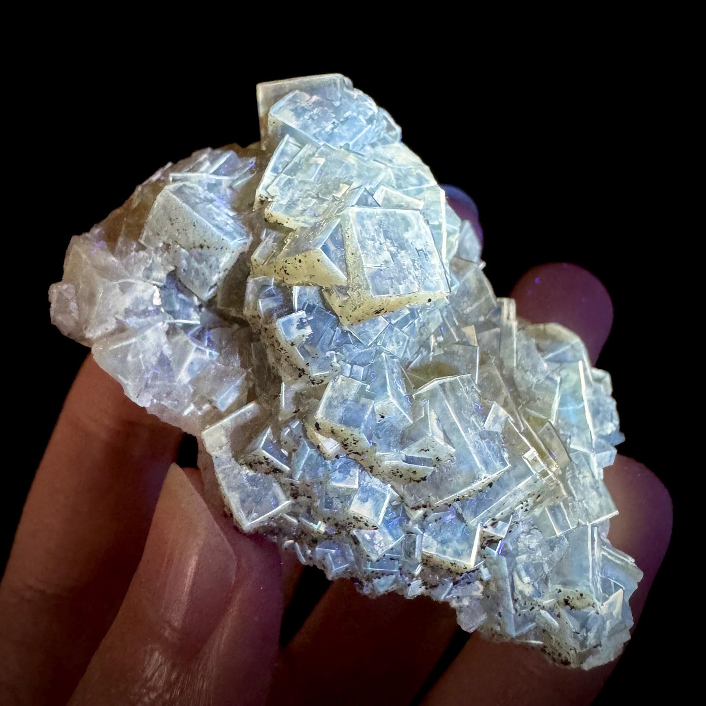 Yellow Fluorite | fluorescent crystal cluster, mineral specimen from Spain