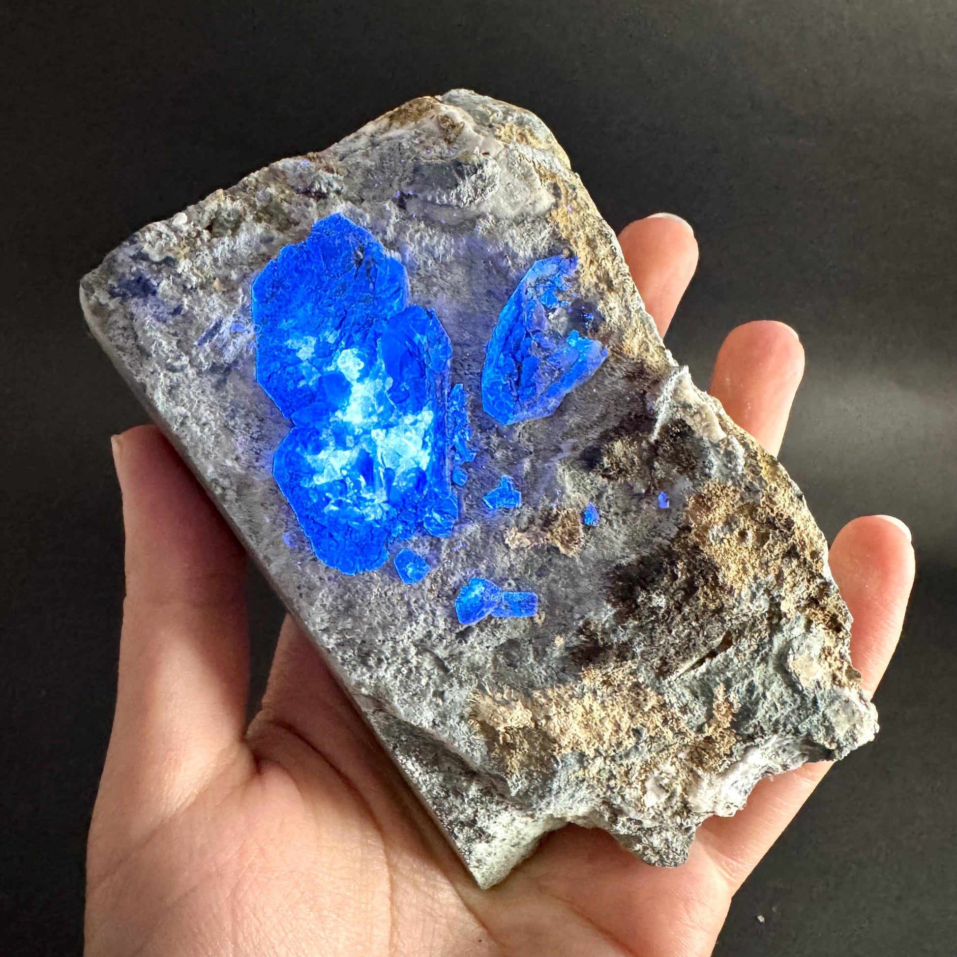 Benitoite with Joaquinite, Serandite & Neptunite (California, USA) | UV reactive benitoite crystal, rare mineral specimen