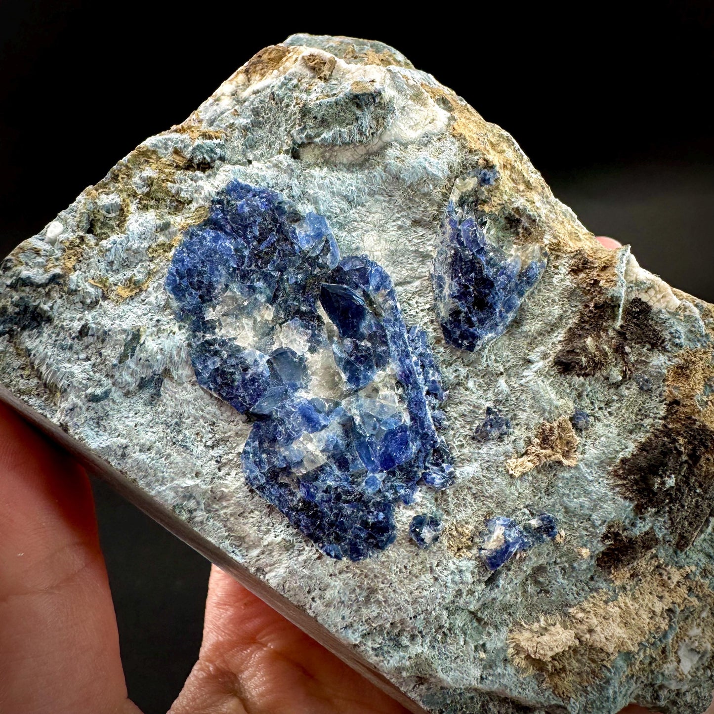 Benitoite with Joaquinite, Serandite & Neptunite (California, USA) | UV reactive benitoite crystal, rare mineral specimen