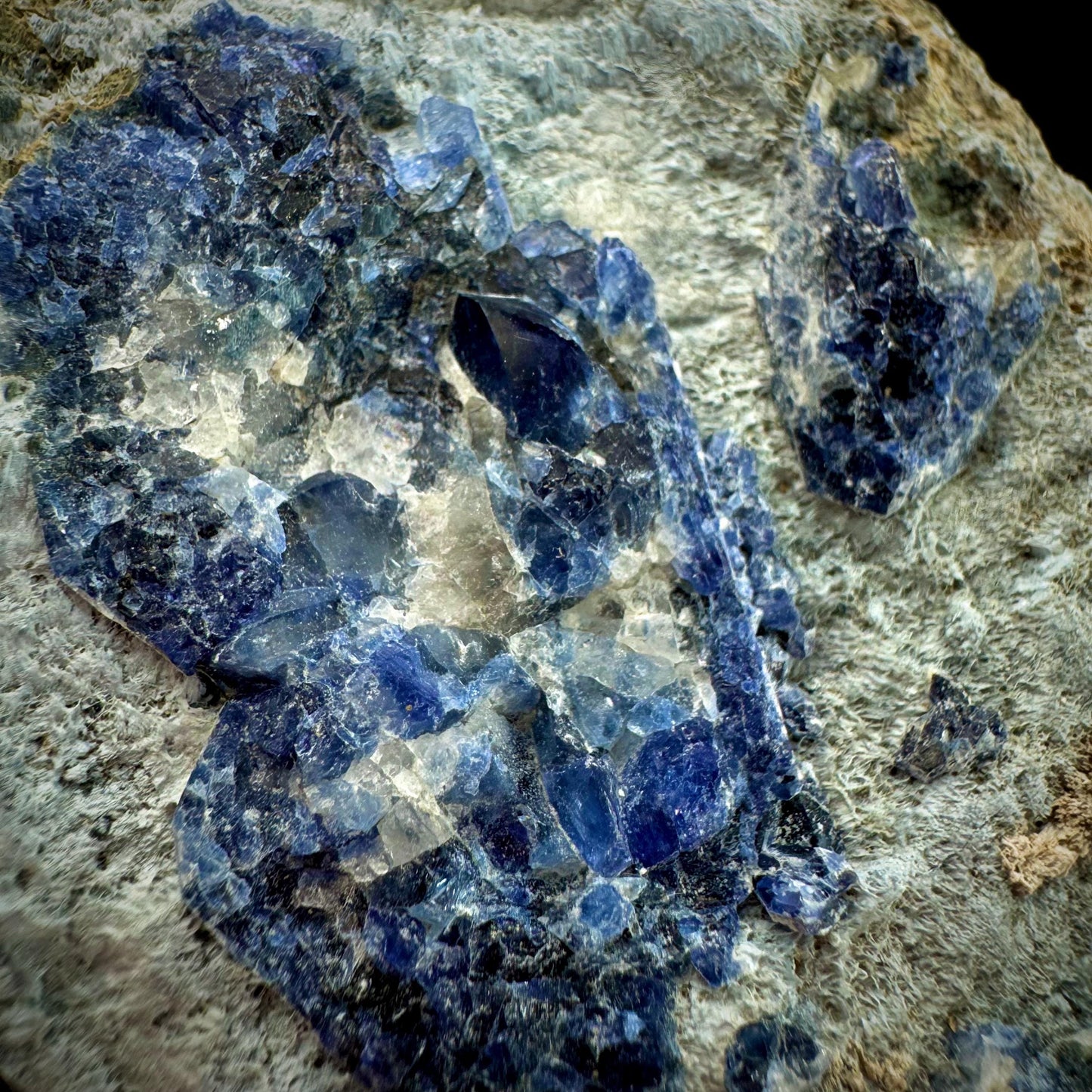Benitoite with Joaquinite, Serandite & Neptunite (California, USA) | UV reactive benitoite crystal, rare mineral specimen