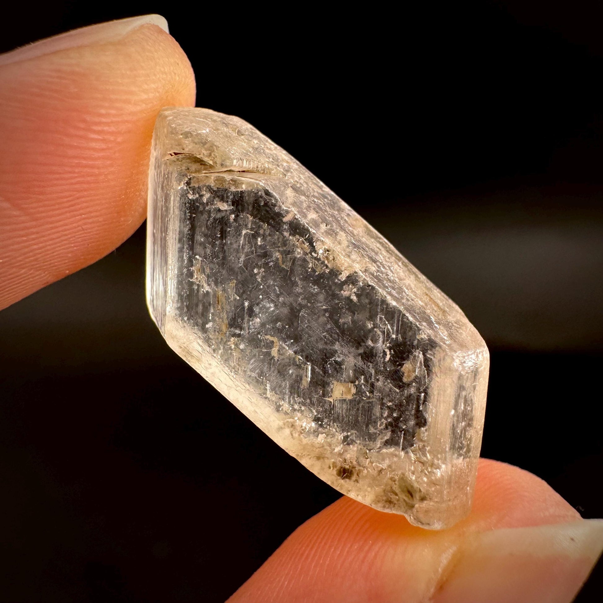 Hourglass Selenite | Phosphorescent UV Reactive Gypsum Crystal from Canada