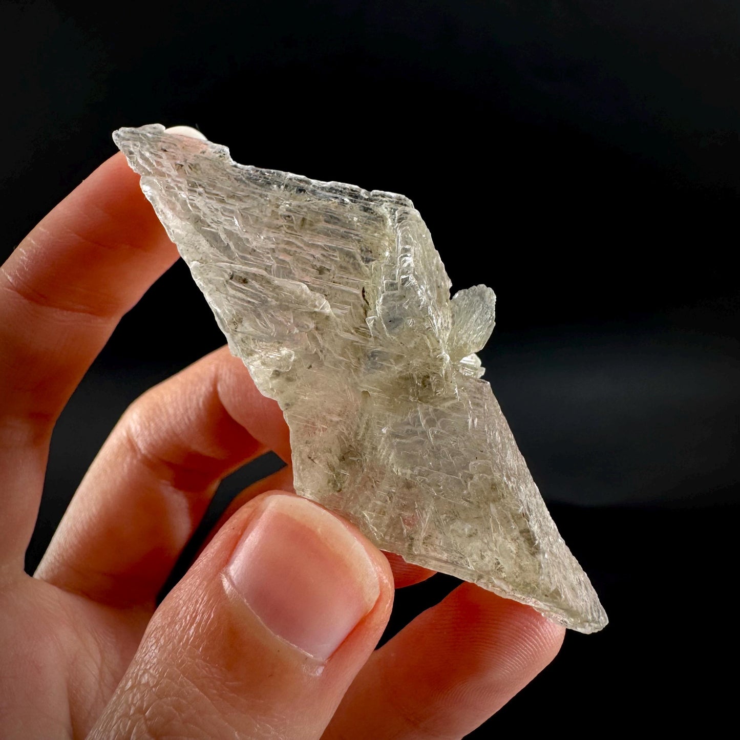 Hourglass Selenite | Phosphorescent UV Reactive Gypsum Crystal from Canada