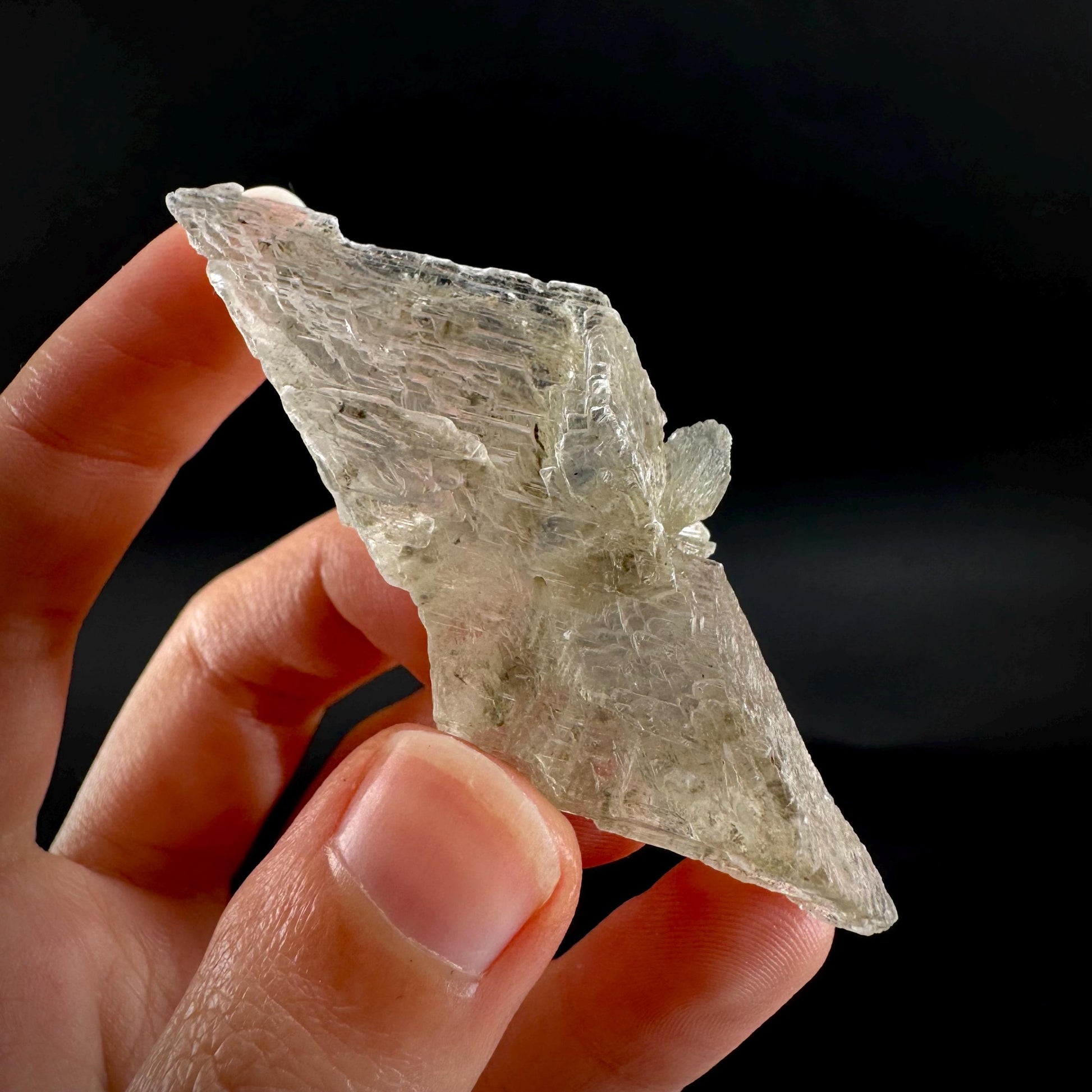 Hourglass Selenite | Phosphorescent UV Reactive Gypsum Crystal from Canada