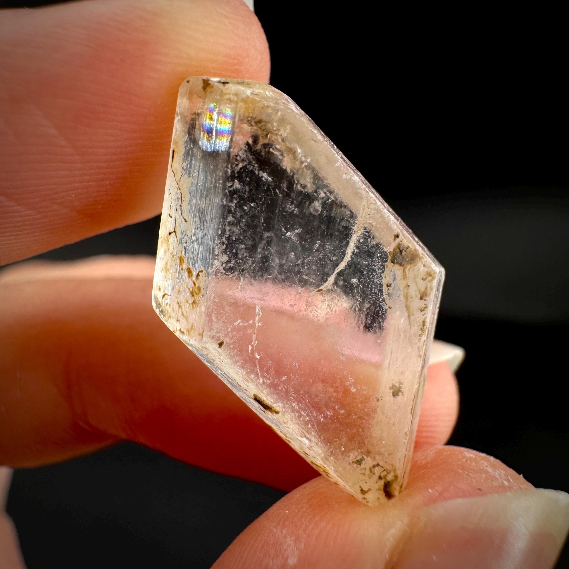 Hourglass Selenite | Phosphorescent UV Reactive Gypsum Crystal from Canada