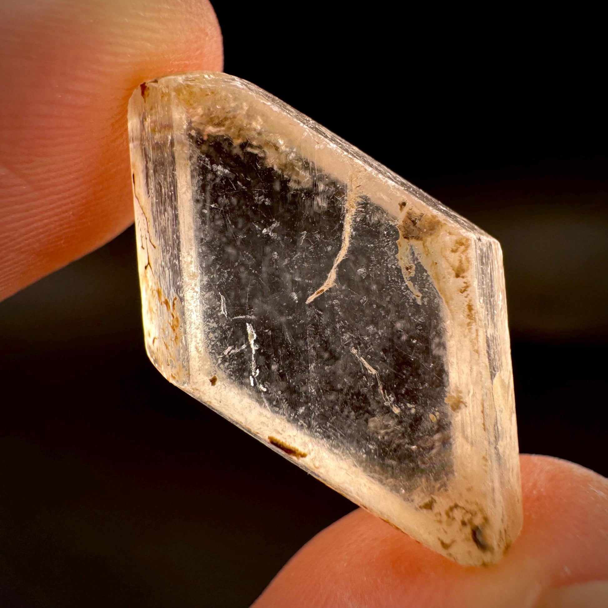 Hourglass Selenite | Phosphorescent UV Reactive Gypsum Crystal from Canada