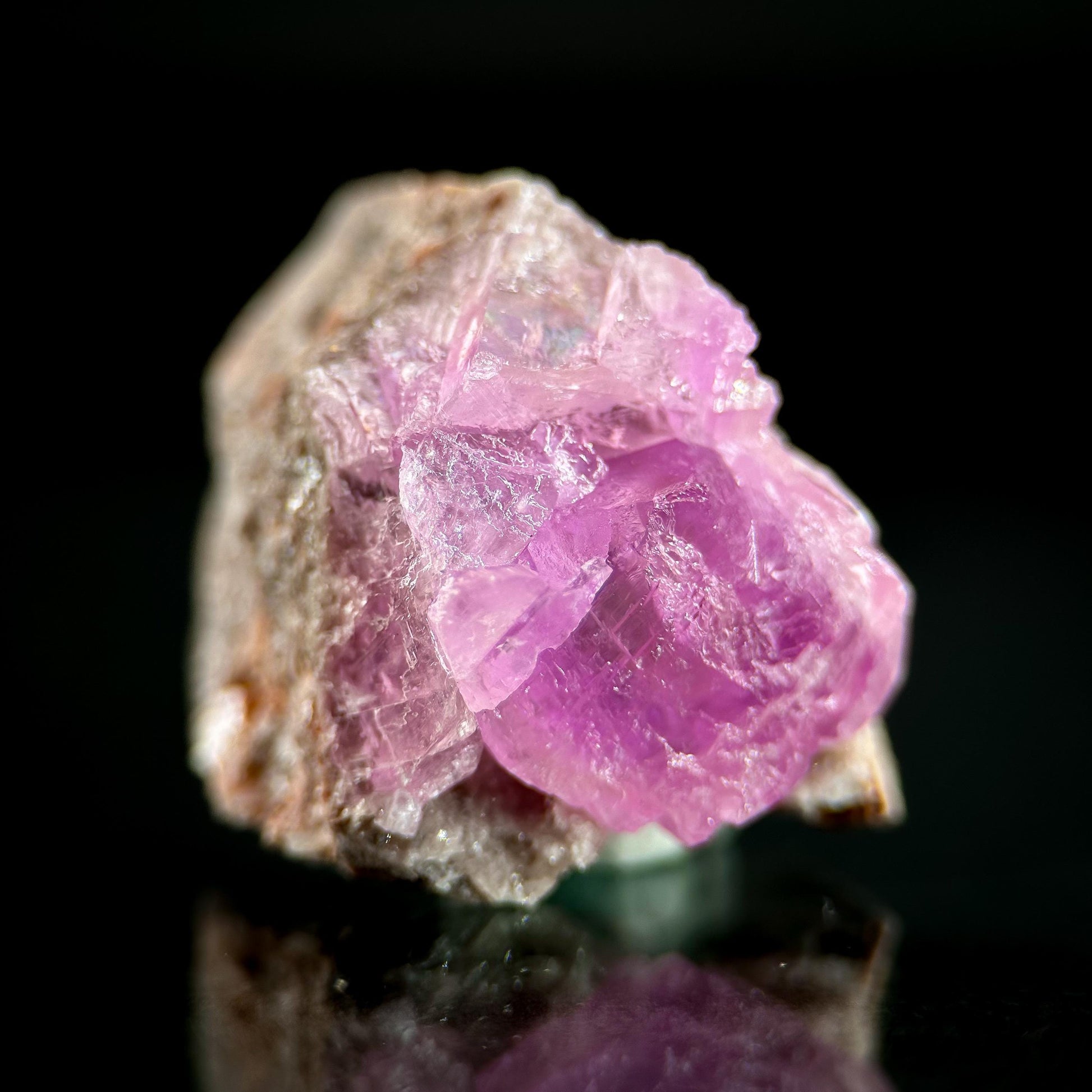 Gem Cobaltoan Calcite | translucent pink cobaltoan crystal cluster, mineral specimen
