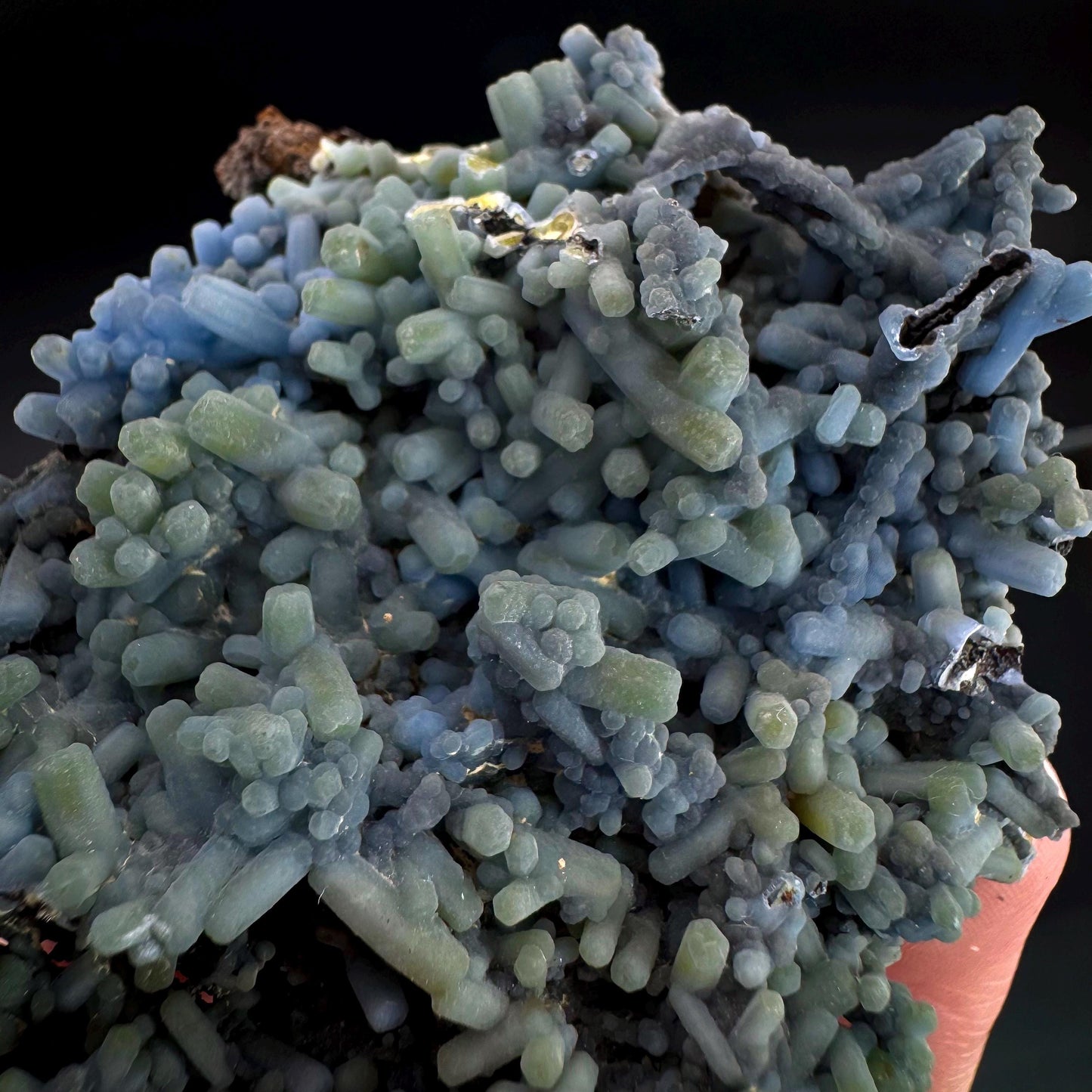 Plumbogummite | blue pyromorphite pseudomorph crystal, rare mineral specimen