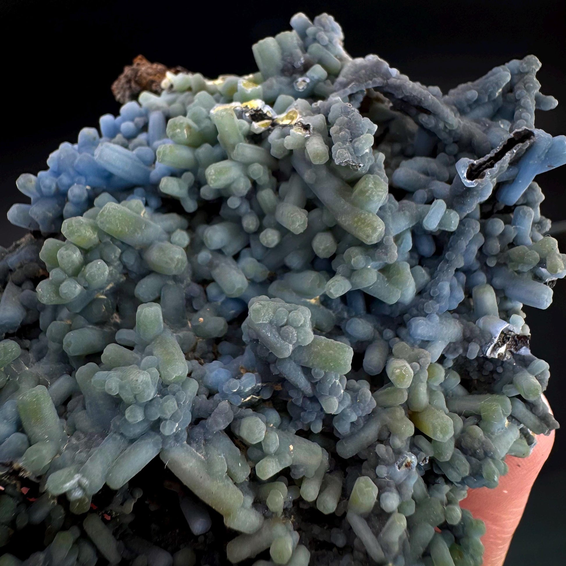 Plumbogummite | blue pyromorphite pseudomorph crystal, rare mineral specimen