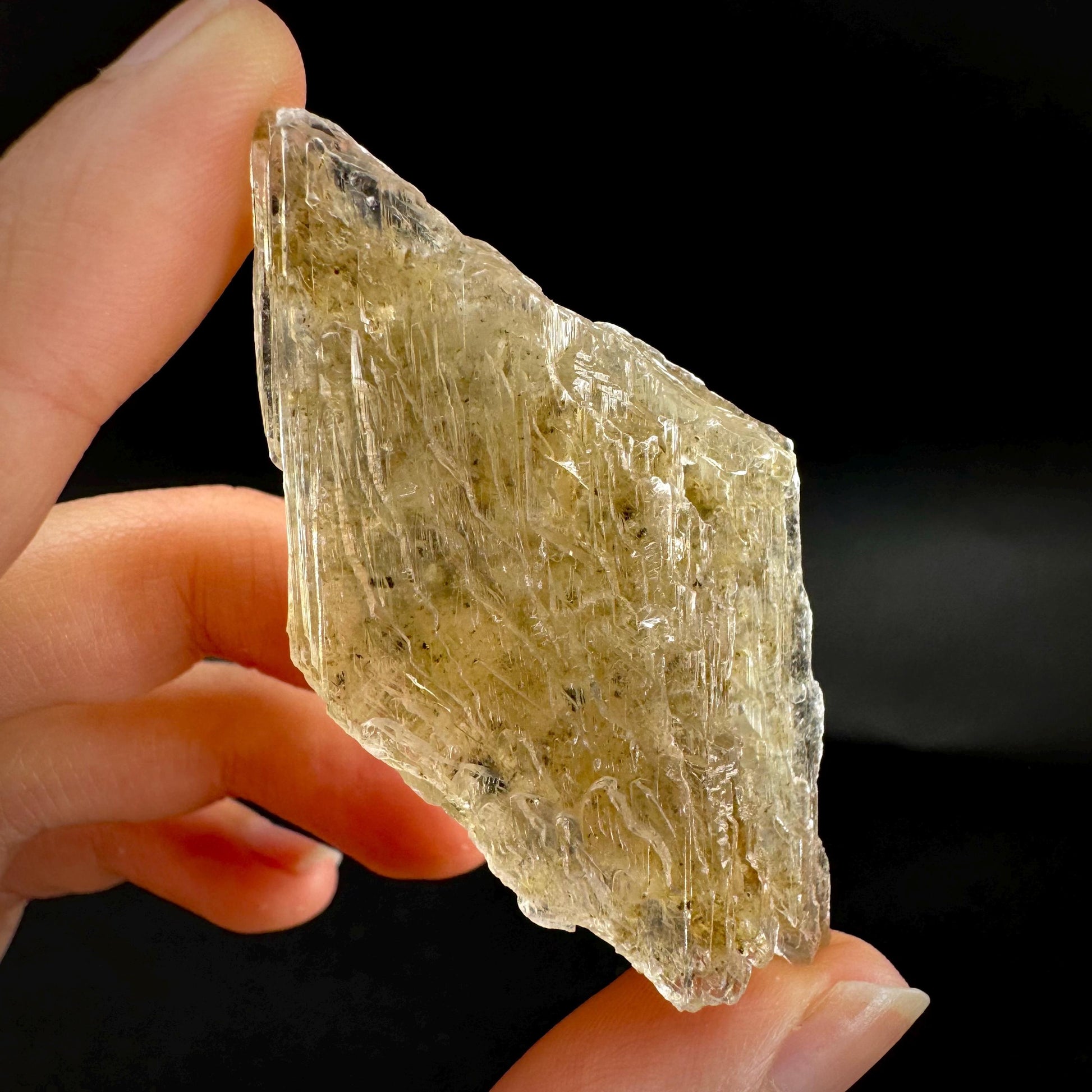 Hourglass Selenite | Phosphorescent UV Reactive Gypsum Crystal from Canada