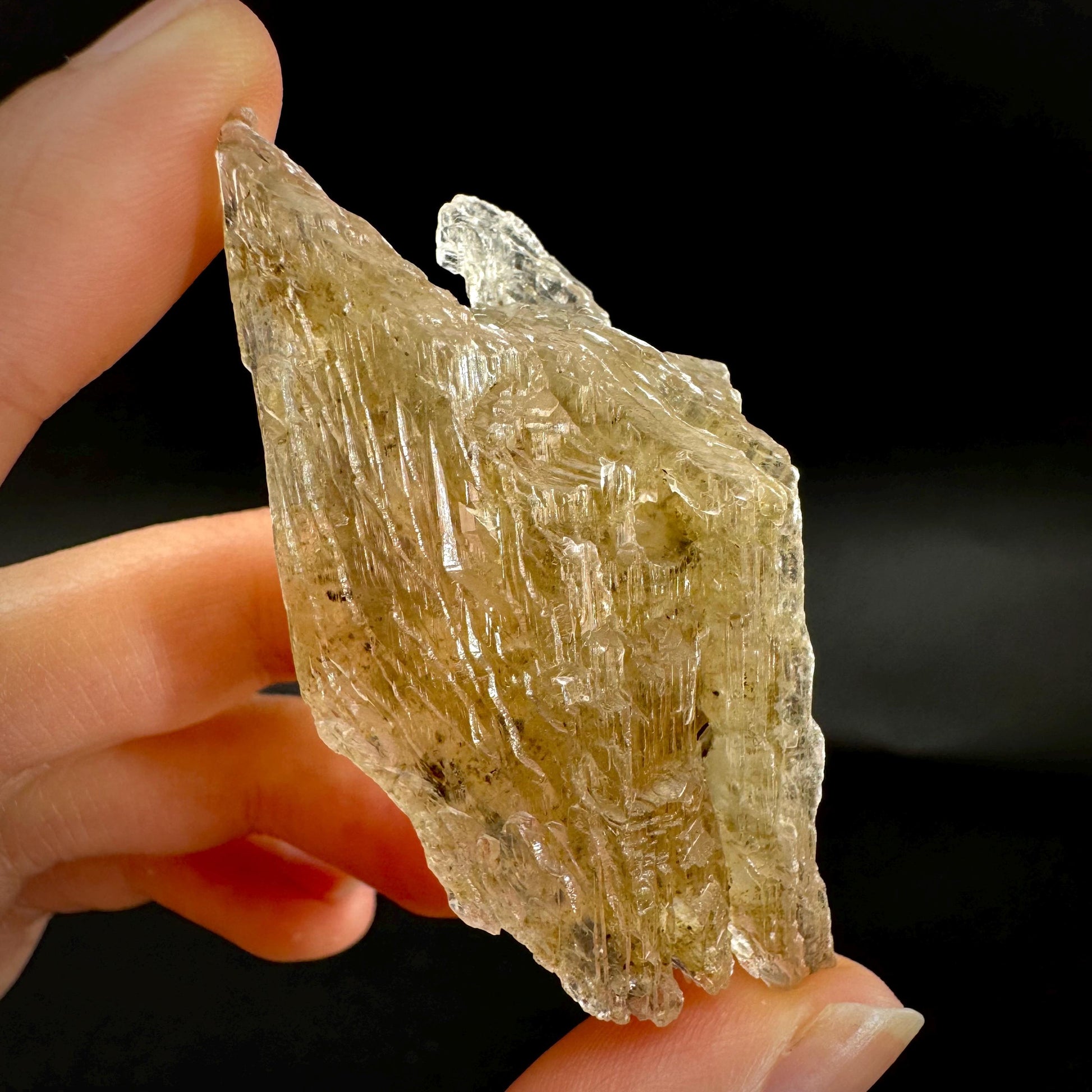 Hourglass Selenite | Phosphorescent UV Reactive Gypsum Crystal from Canada